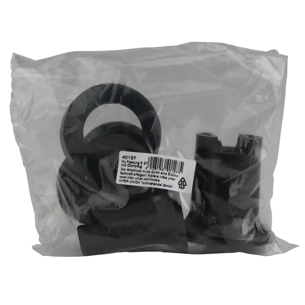 Illuminations-Fassung mit Dichtring E 27, schwarz, 2er Pack