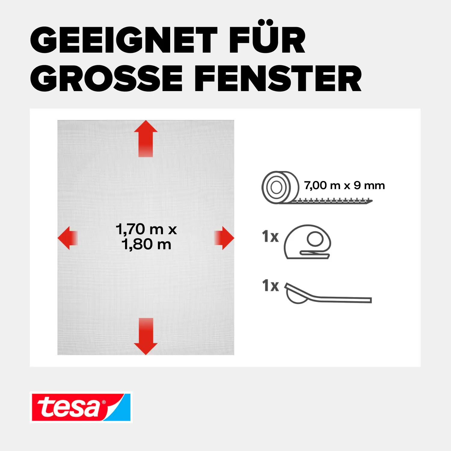tesa Fliegenschutz-Fenster COMFORT 170 x 180 cm - anthrazit
