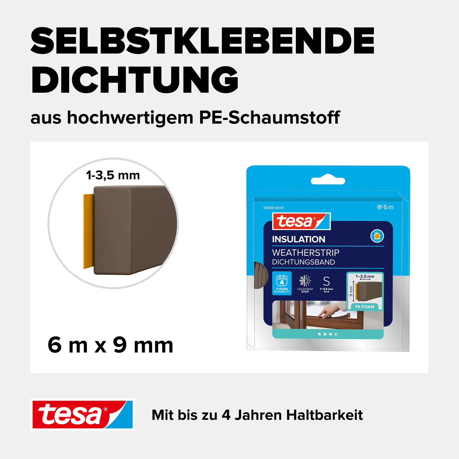 tesa Insulation Schaumstoffdichtung Standard 6 m, braun