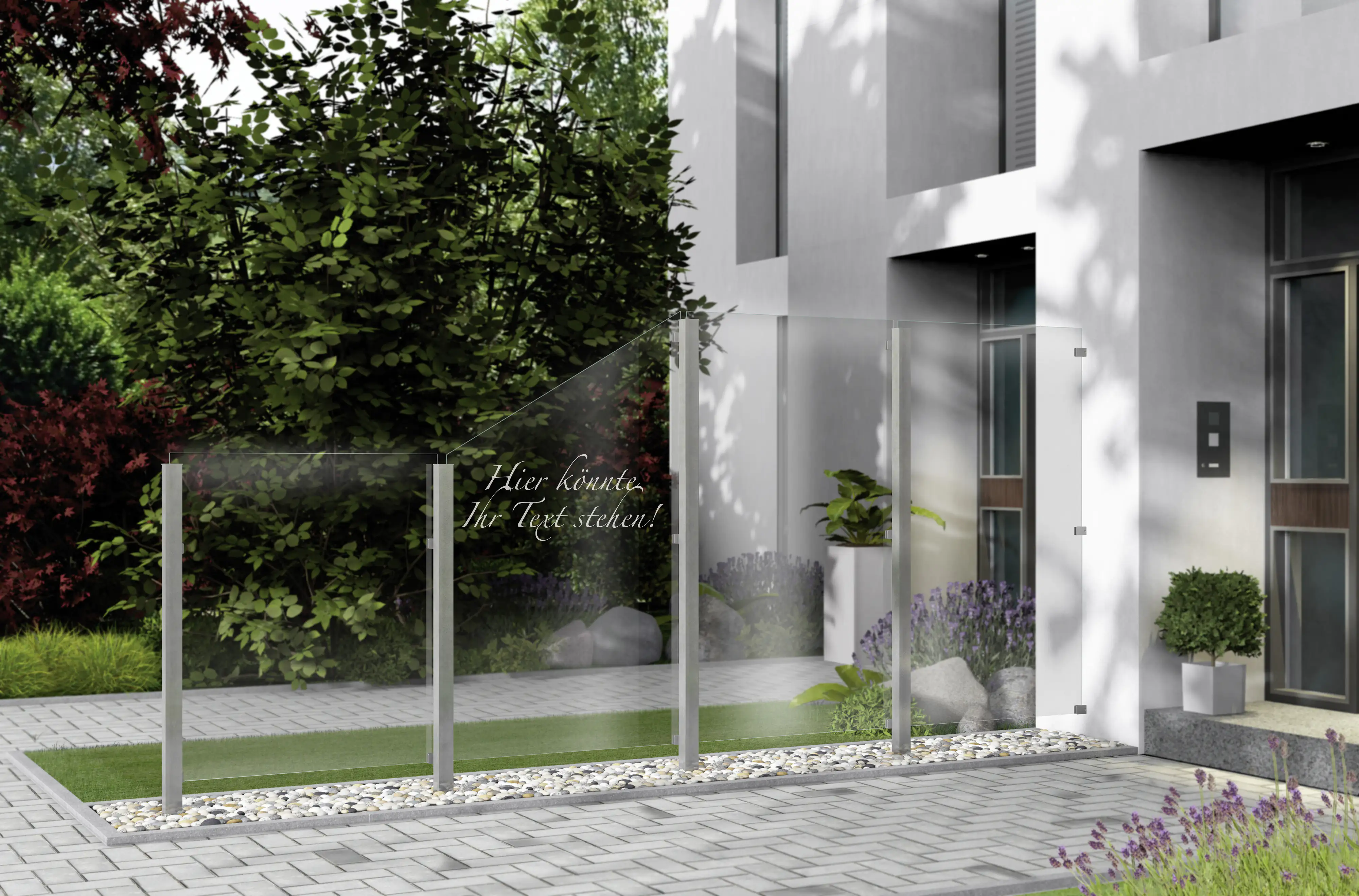 Ambiente Glaszaun Dekor Logo schräg 103 x 120/180 cm gehärtetes 8 mm Glas