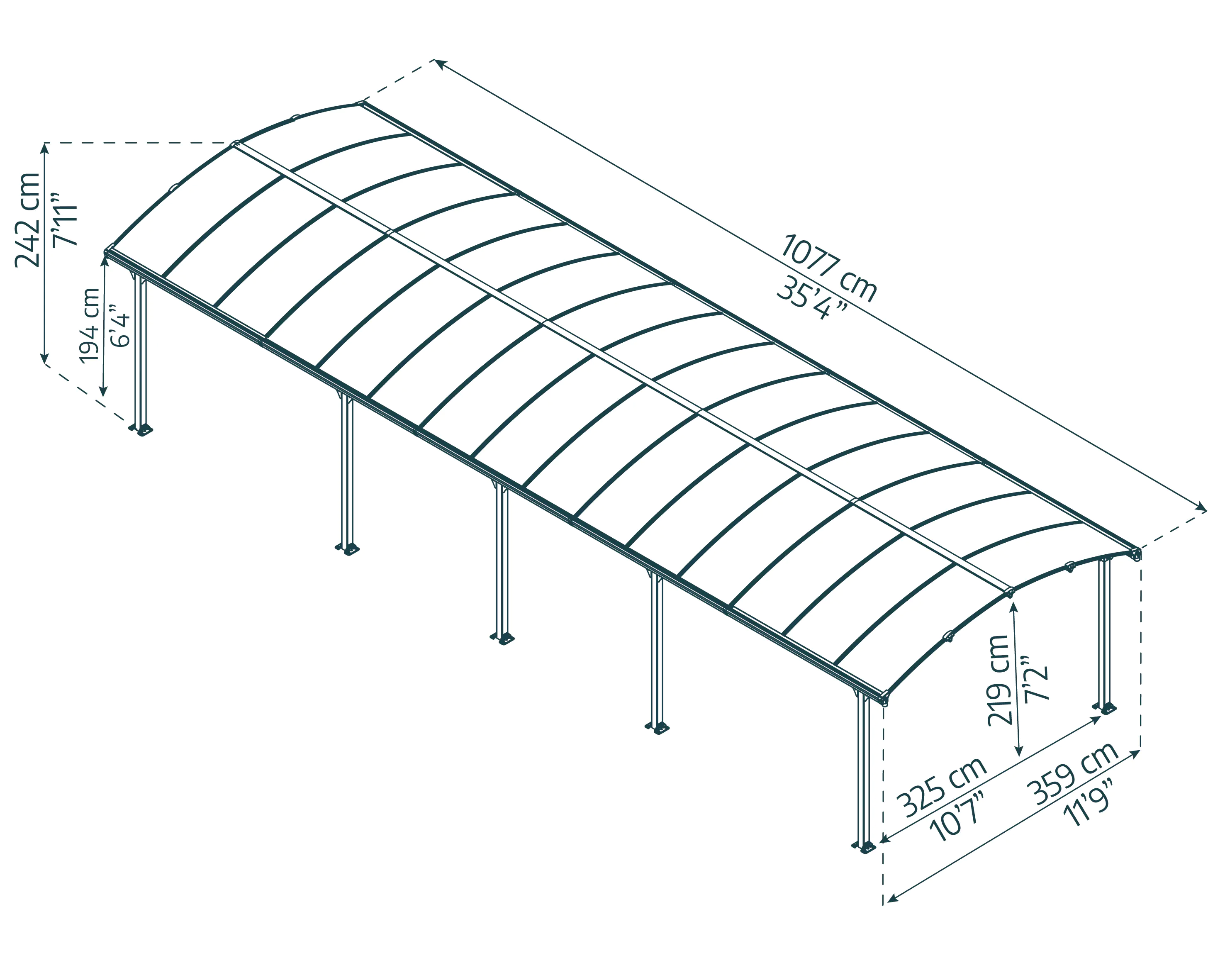 Canopia Carport Arcadia 10600 1077 x 359 x 242 cm (L x B x H) Canopia Carport Arcadia 10600 1077 x 359 x 242 cm (L x B x H)