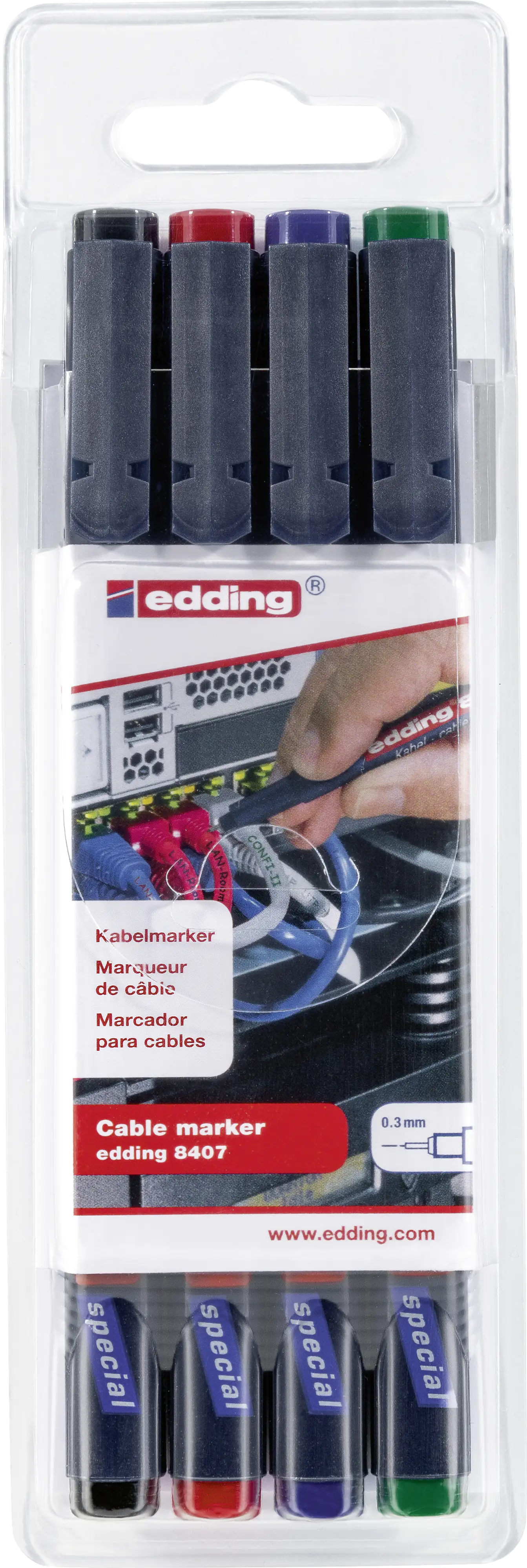 edding 8407 Kabelmarker Set schwarz, rot, blau und grün kaufen | Globus ...