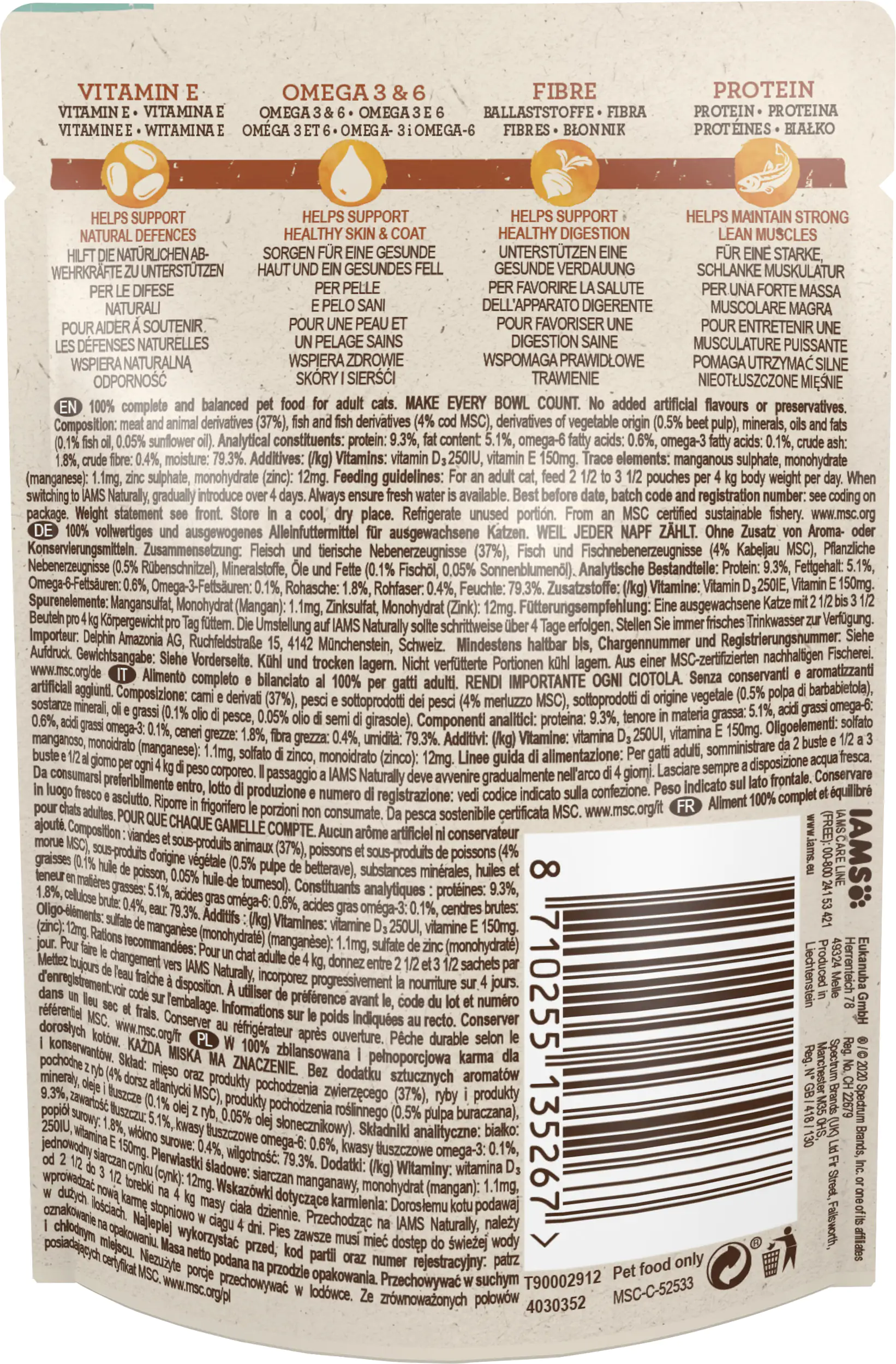 IAMS Naturally Katze Erw. Kabeljau 85g 85g