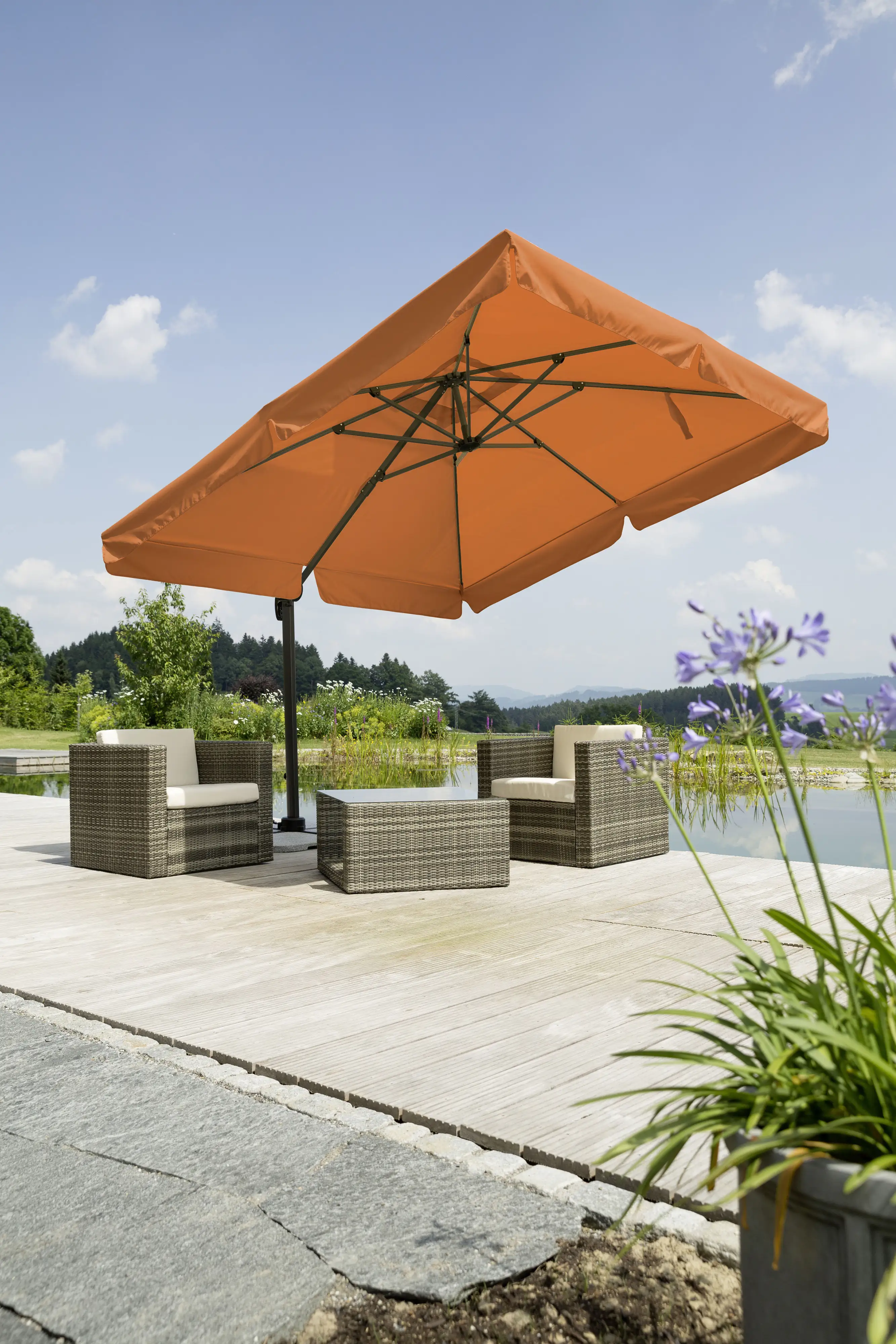 Schneider Ampelschirm Rhodos terracotta 300 x 300 cm