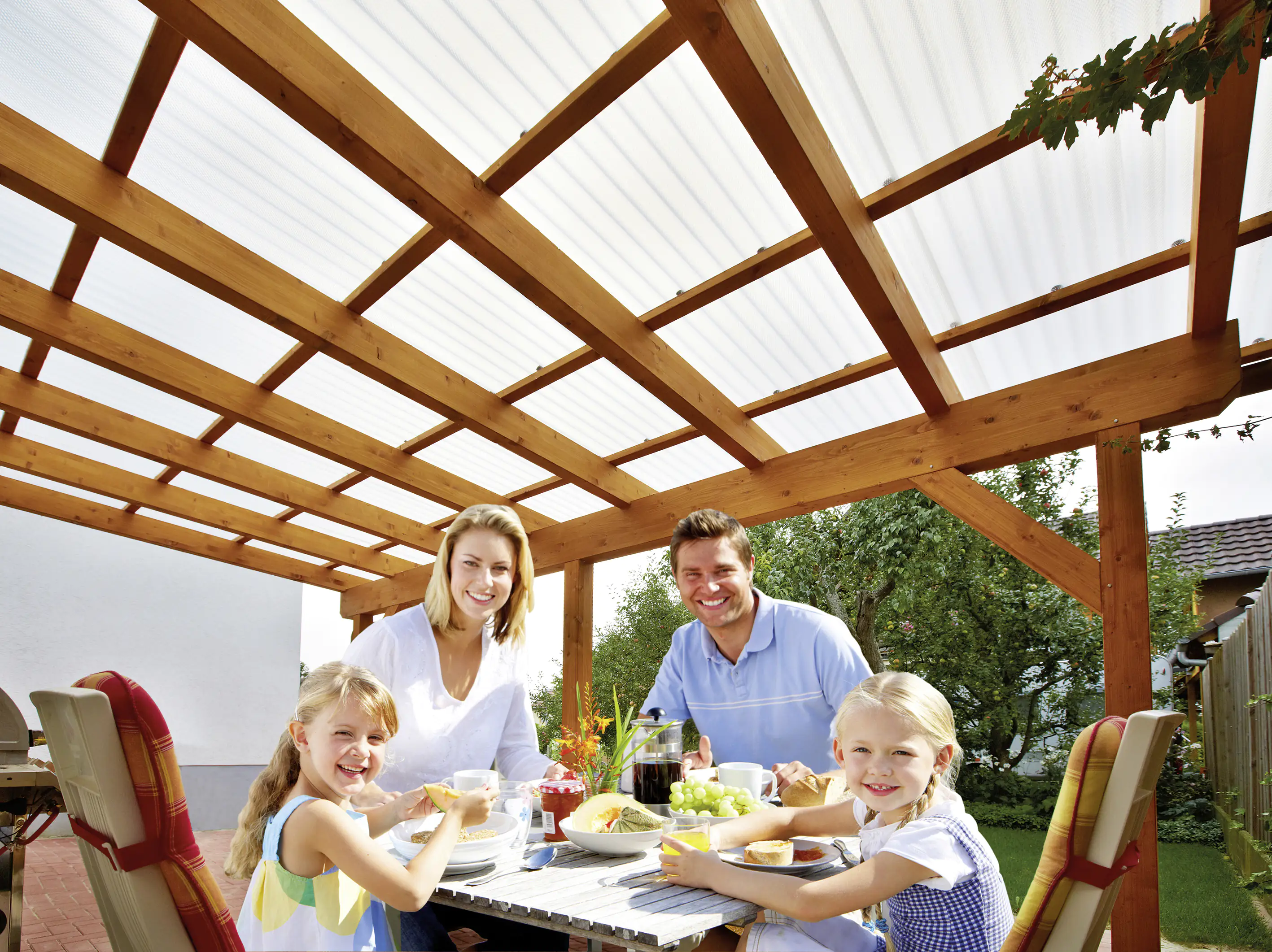 4003412095141_1268548 Gutta Polycarbonat-Wellplatte Wabe Sinus 76/18 300 x 104,5 cm 2,6 mm klar