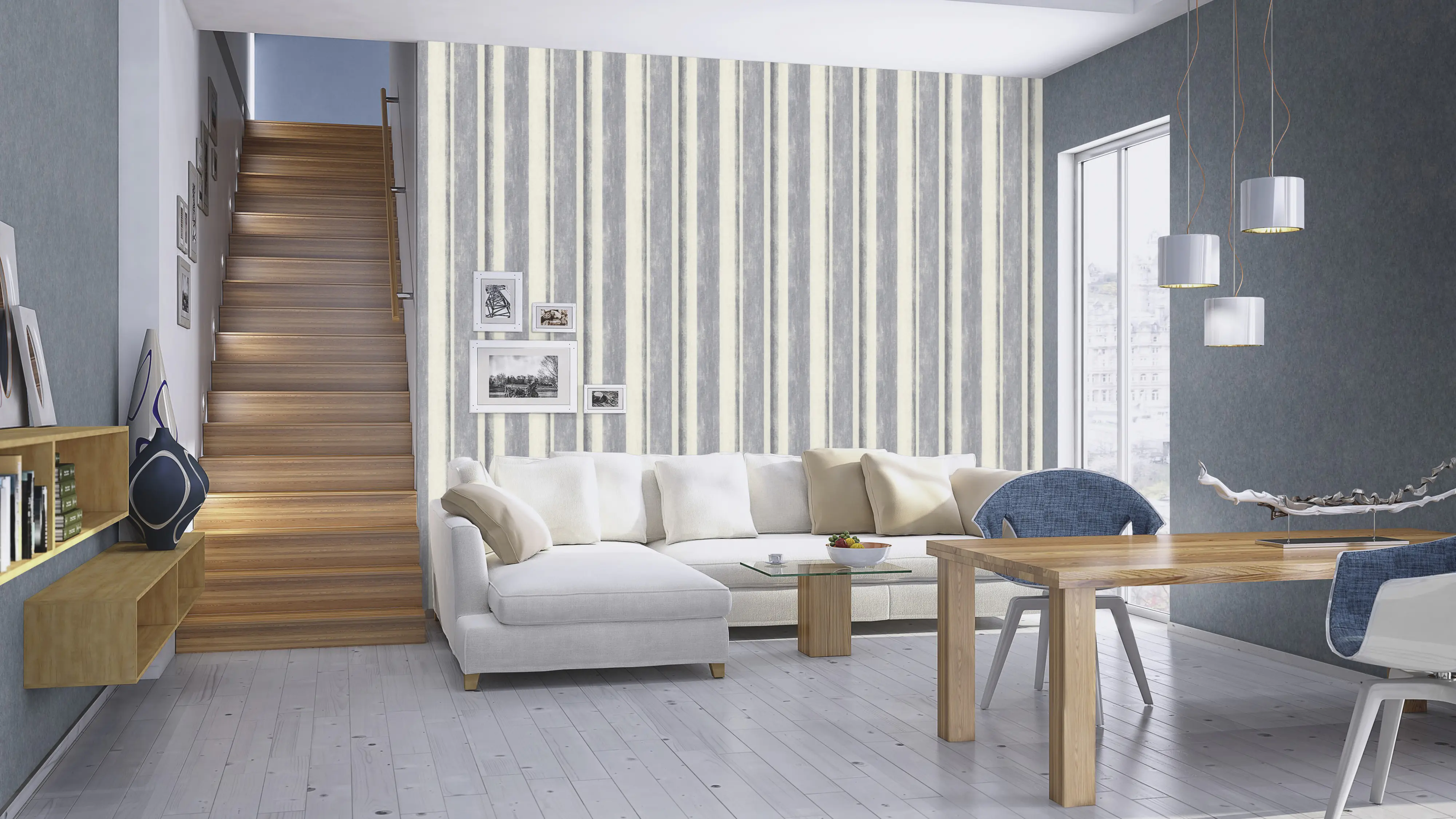 Rasch Vliestapete 617146 Linares uni blau 10,05 x 0,53 m