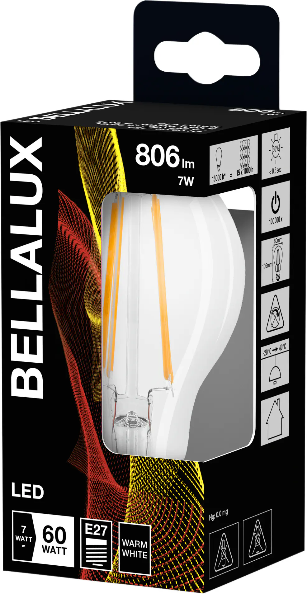Bellalux LED Leuchtmittel Classic A60 E27 6,5 W warmweiß, klar