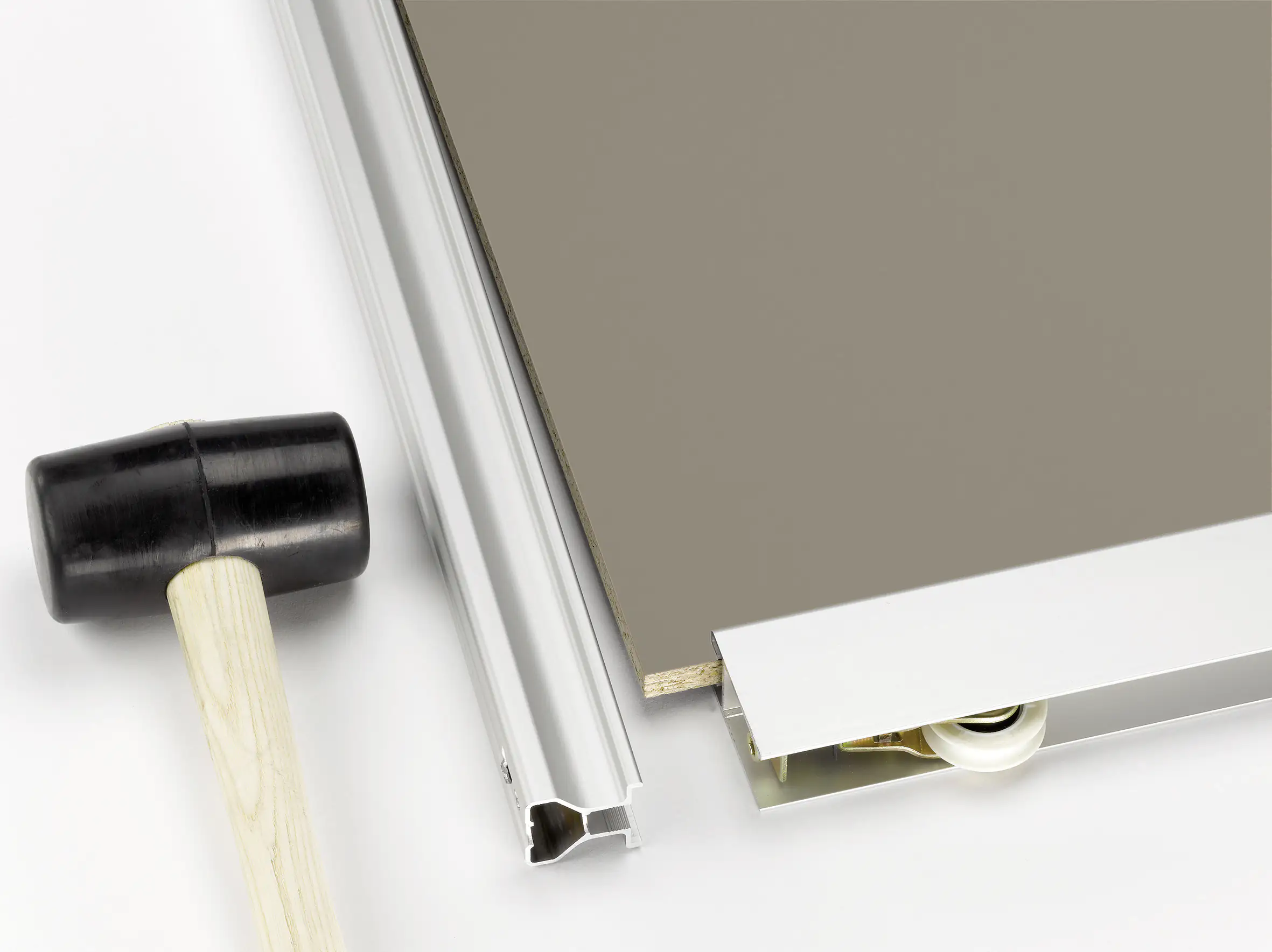 Schiebetür-Baupaket Rapid taupe/weiß Miniperl