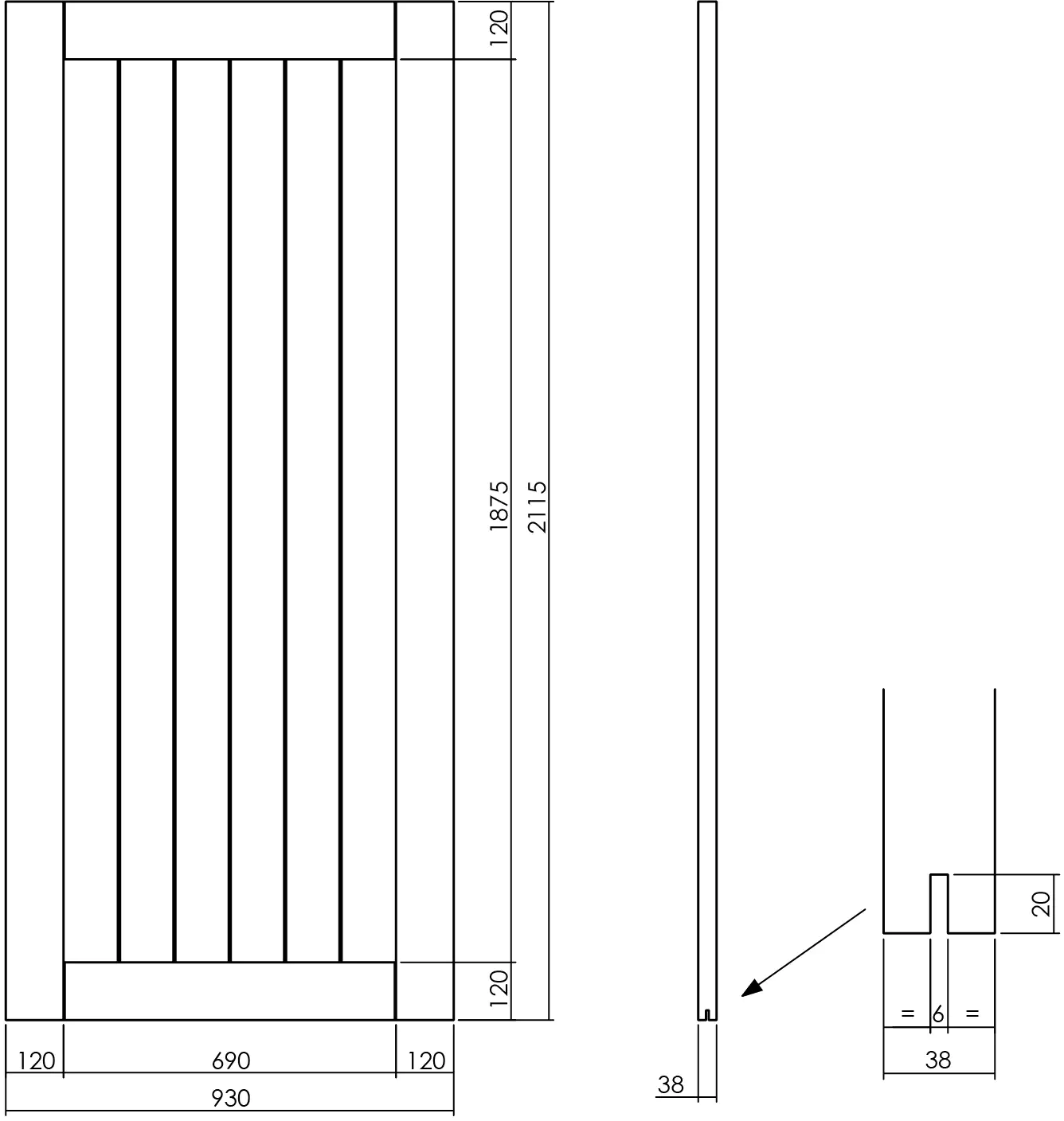 Schiebetür Legno 211,5 x 93 x 3,8 cm, inkl. Schiebetürsystem Basic schwarz