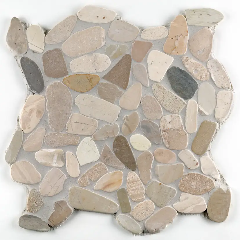 Mosaikfliese Flusskiesel Slice 30 x 30 cm natur Mosaikfliese Flusskiesel Slice 30 x 30 cm natur