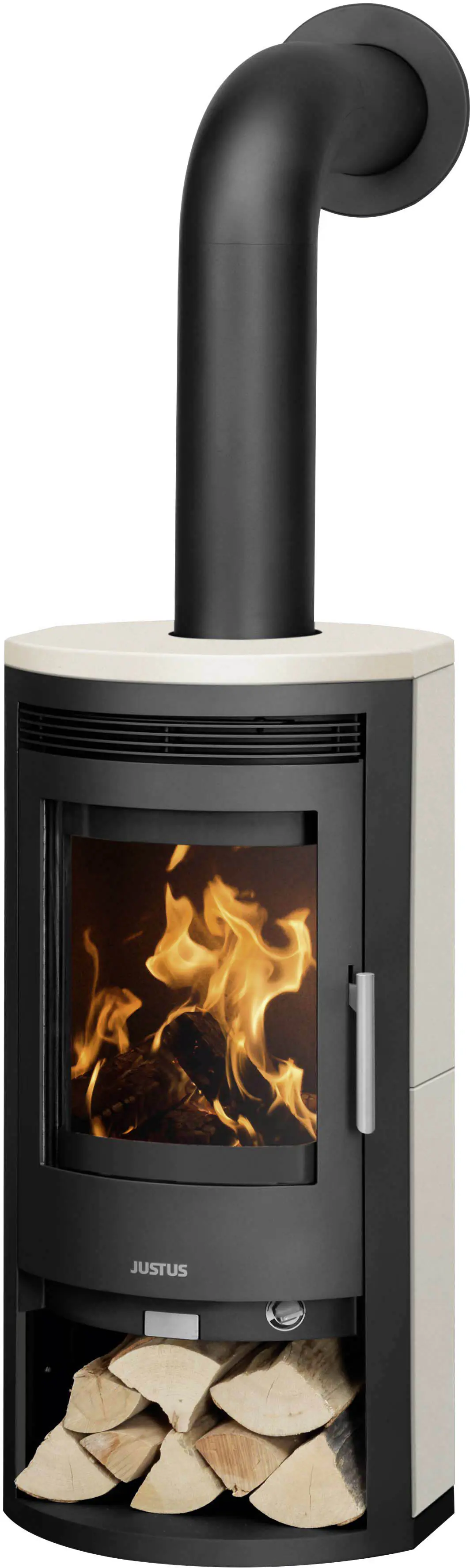 Justus Kaminofen Baltrum D 2.0 Kalkstein Stahl schwarz 5,5 kW