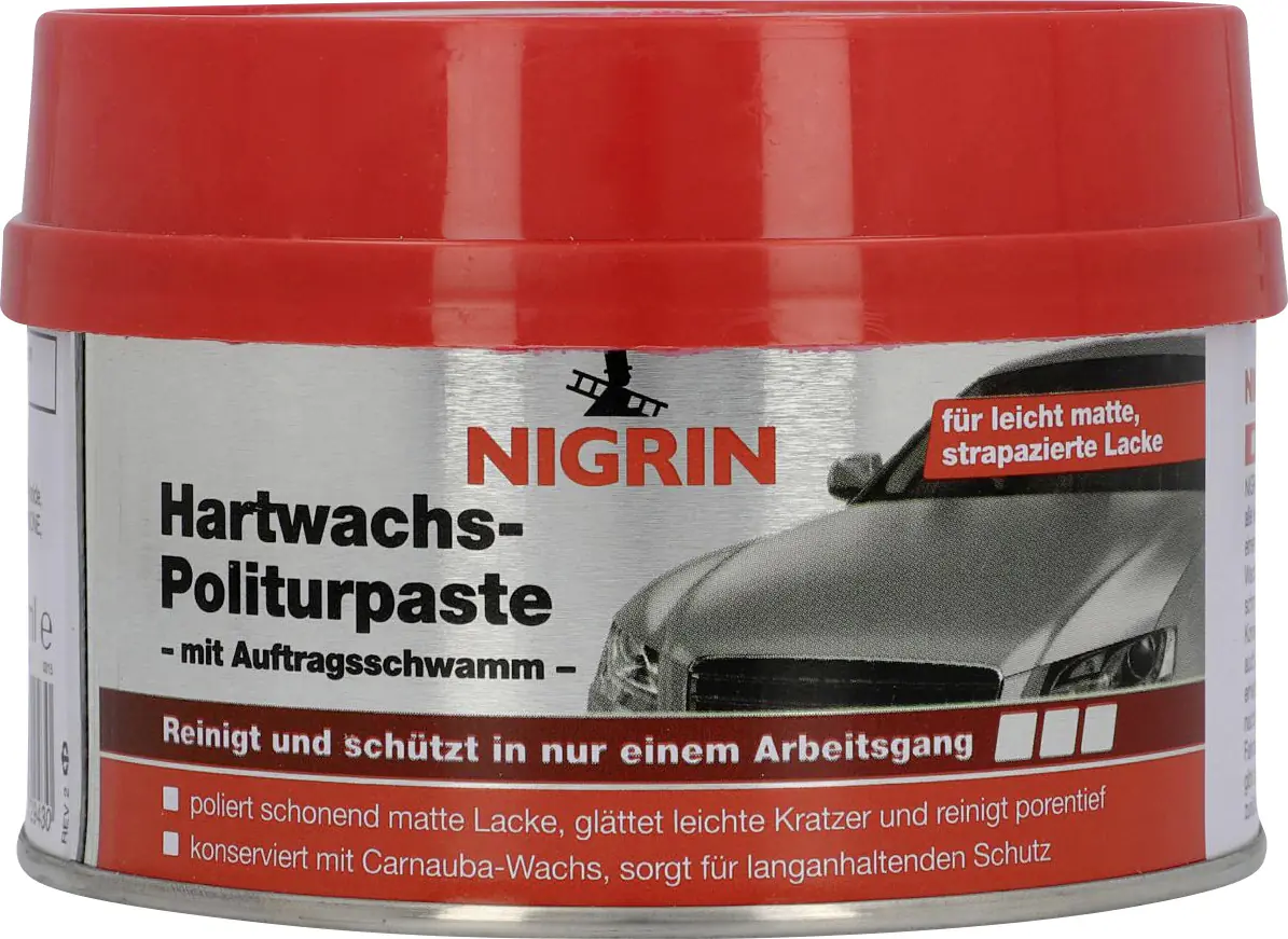 Nigrin Hartwachs-Politurpaste mit Auftrageschwamm 250ml Nigrin Hartwachs-Politurpaste mit Auftrageschwamm 250ml