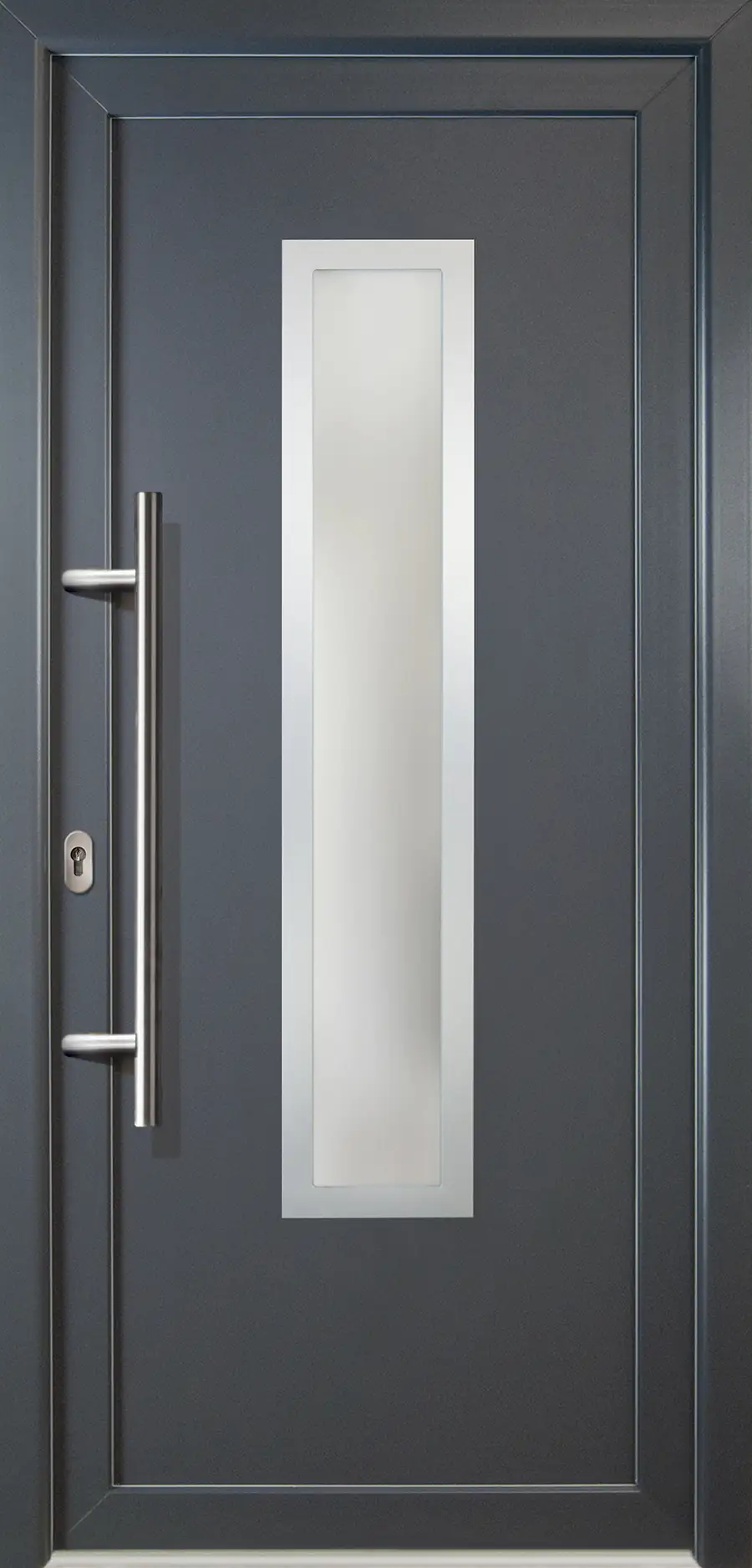 4046722740578 Meeth Haustür Signum PVC Modell 32 98 x 200 cm, DIN links, weiß/titan