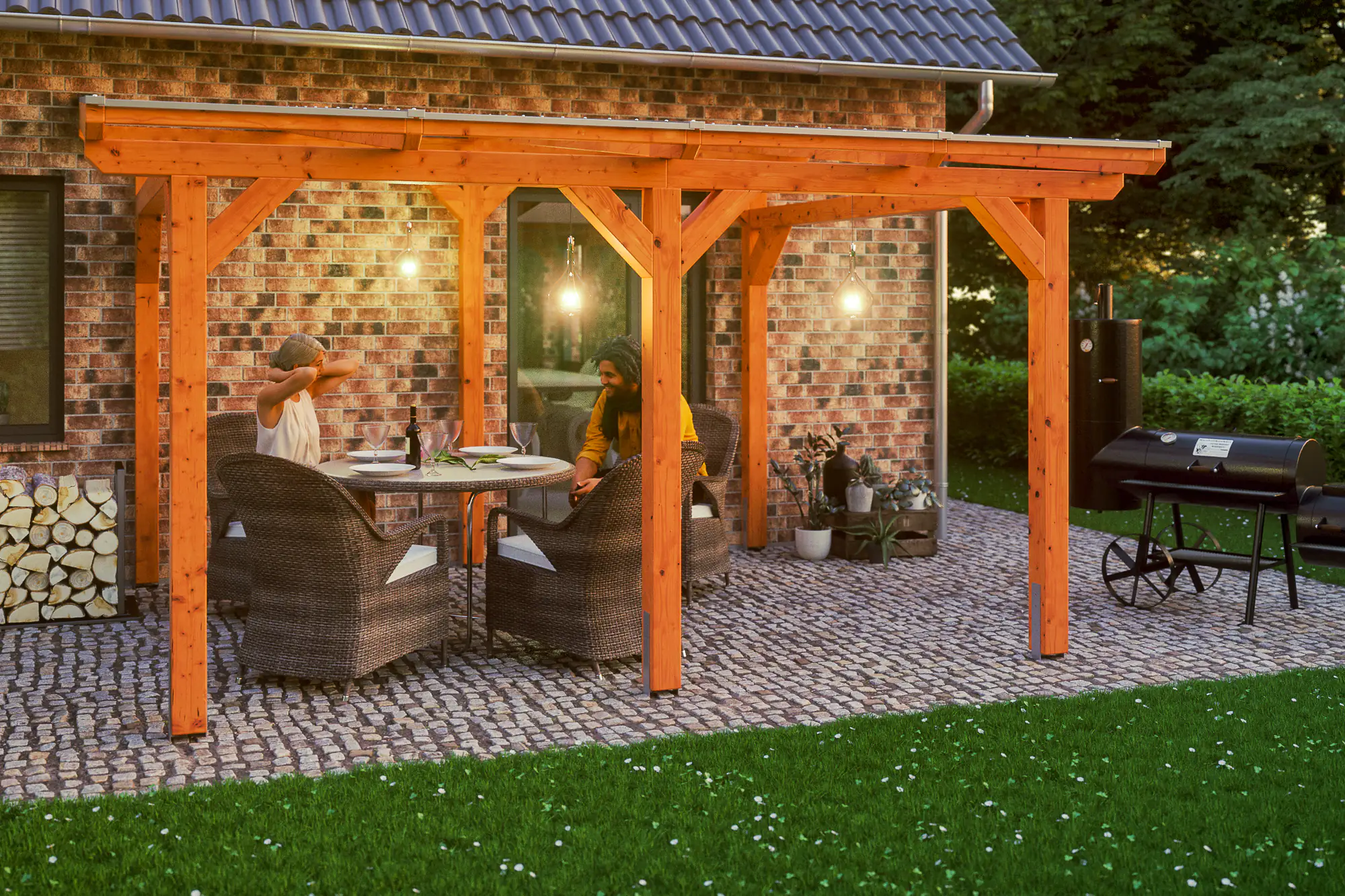 SKAN HOLZ Terrassenüberdachung Siena 434 x 250 cm Leimholz