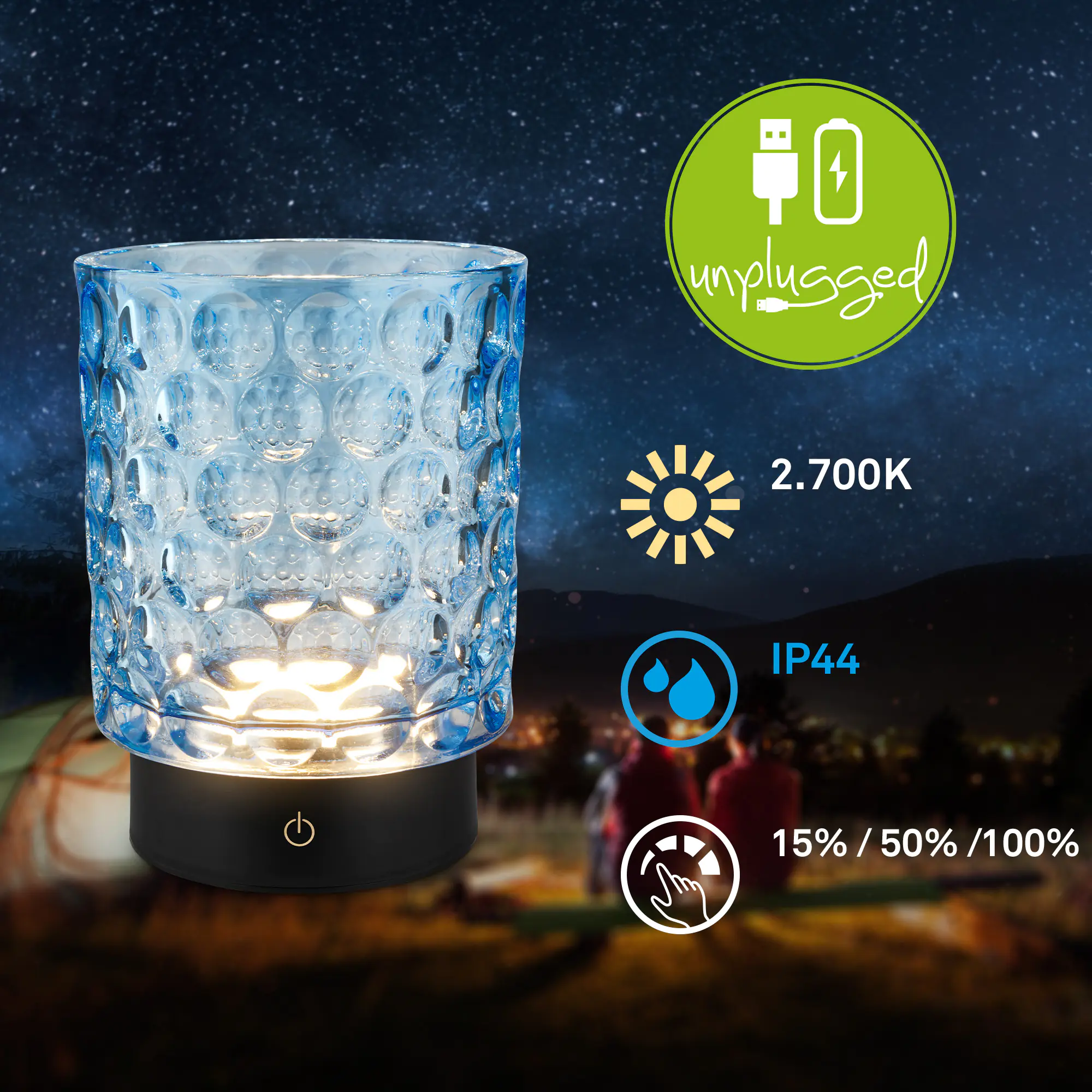 Briloner LED Akku-Tischleuchte Sunora blau 15 cm warmweiß dimmbar Briloner LED Akku-Tischleuchte Sunora blau 15 cm warmweiß dimmbar