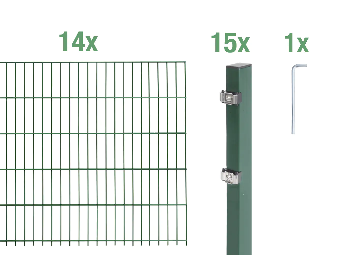 Alberts Doppelstabmatten-Grundset 28 m 200 x 100 cm 6/5/6 grün