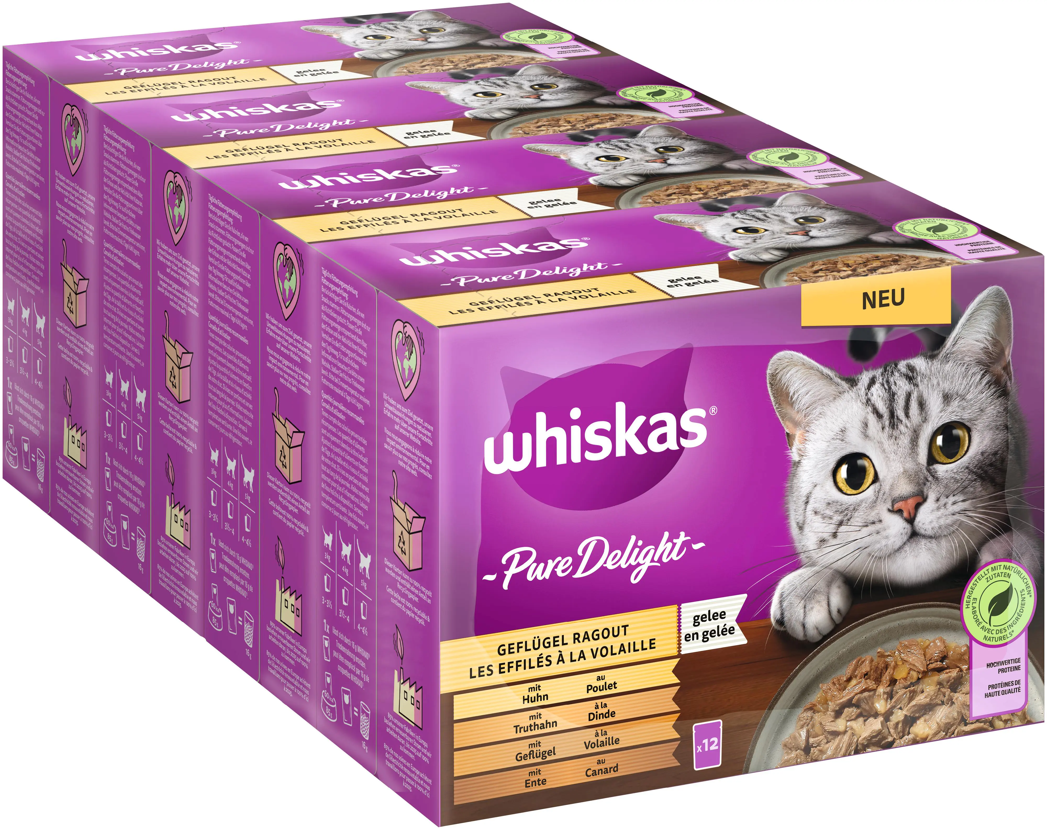 Whiskas Multipack Pure Delight Geflügelragout Katzenfutter 12 x 85 g