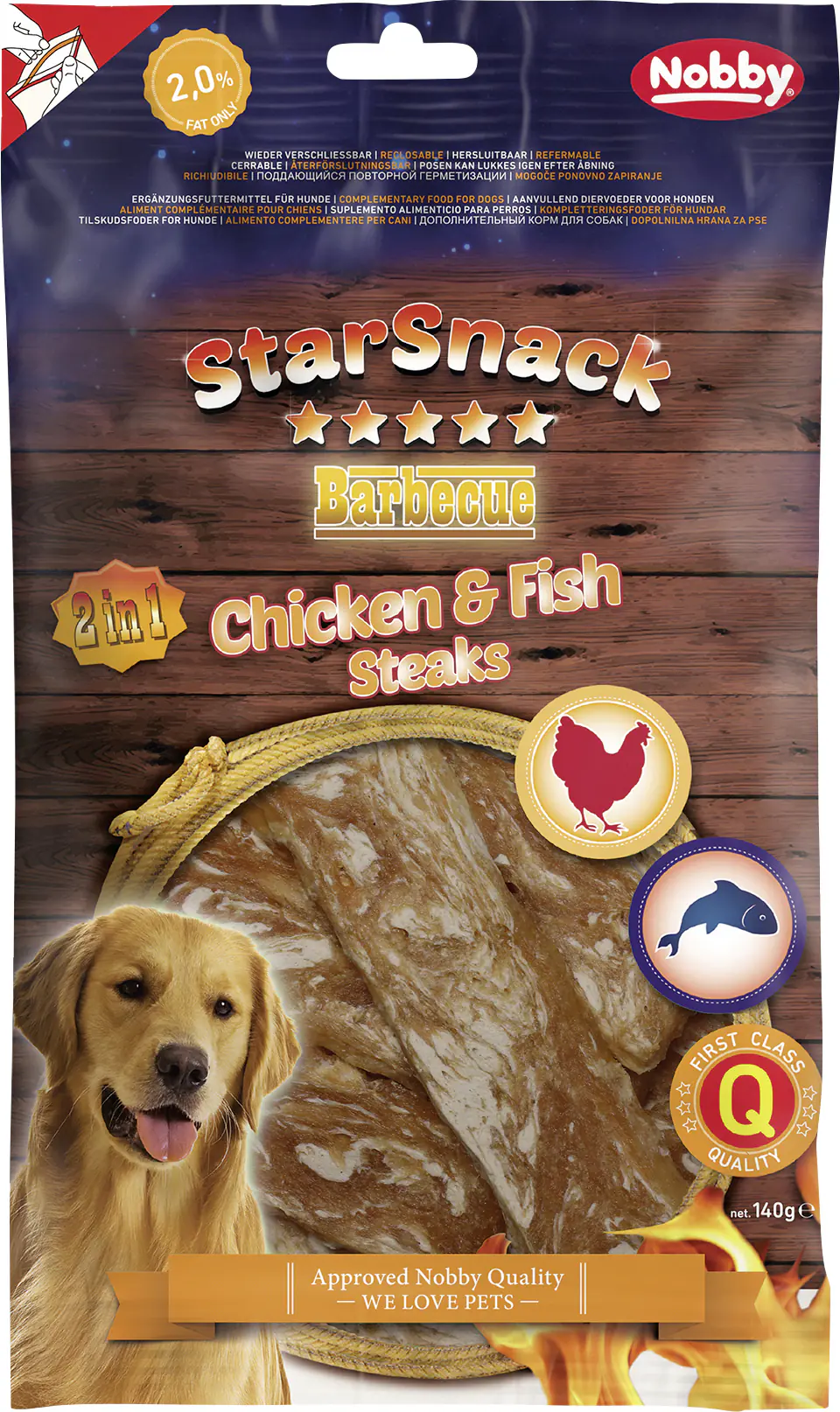 Nobby StarSnack Barbecue Chicken & Fish Steak ca. 140 g 11,0 x 3,0 cm