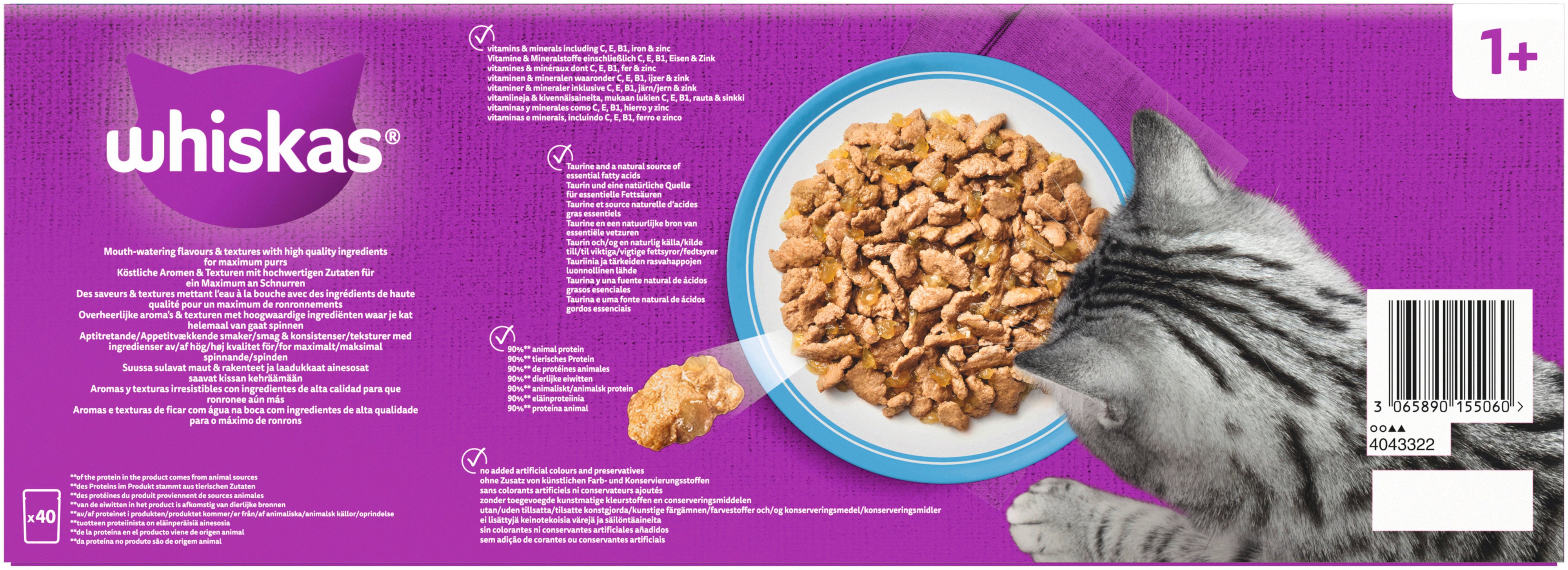 Whiskas Katzennassfutter Adult 40 x 85 g Fisch in Gelee 