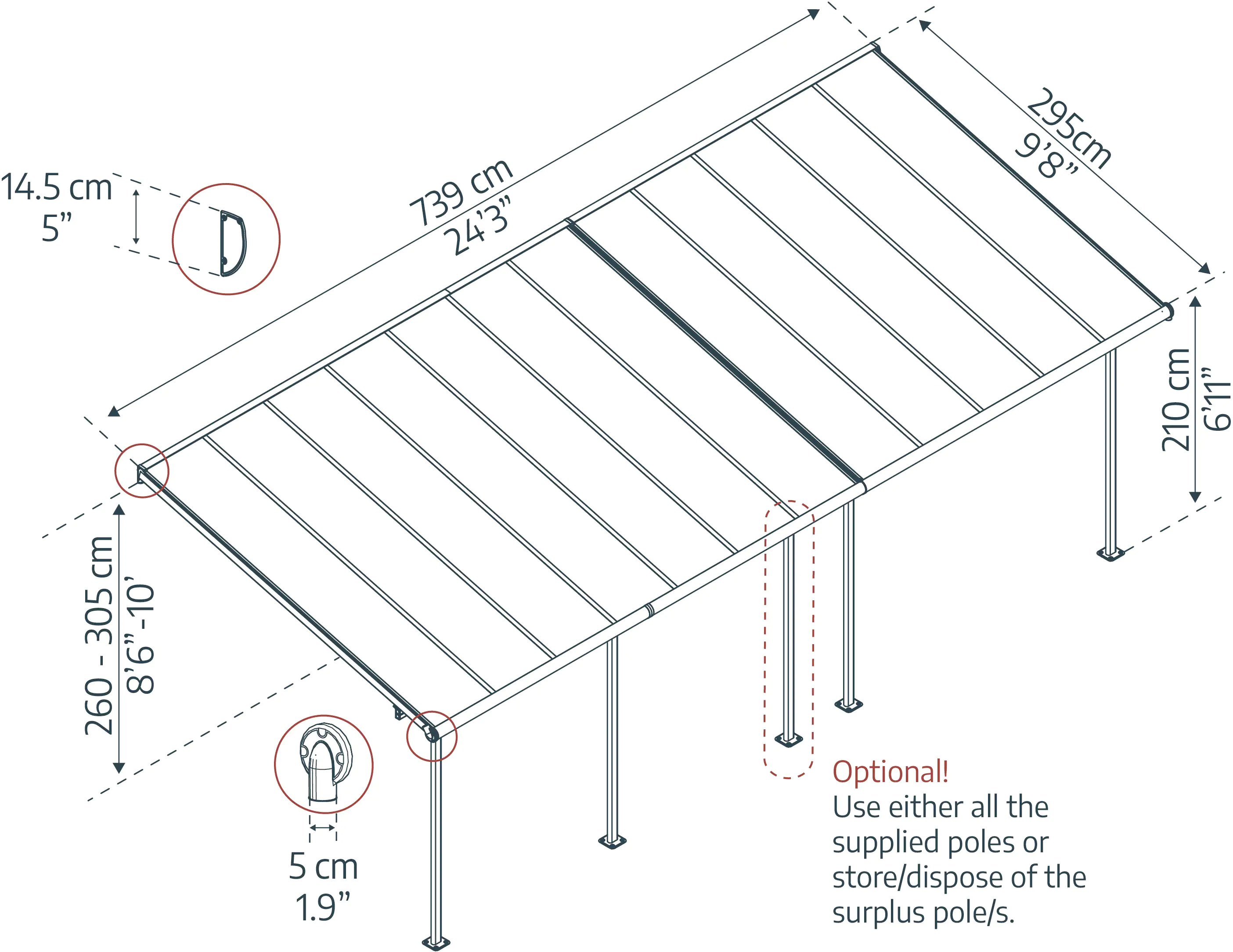Canopia Terrassenüberdachung Sierra 860 x 295 cm anthrazit Canopia Terrassenüberdachung Sierra 860 x 295 cm anthrazit