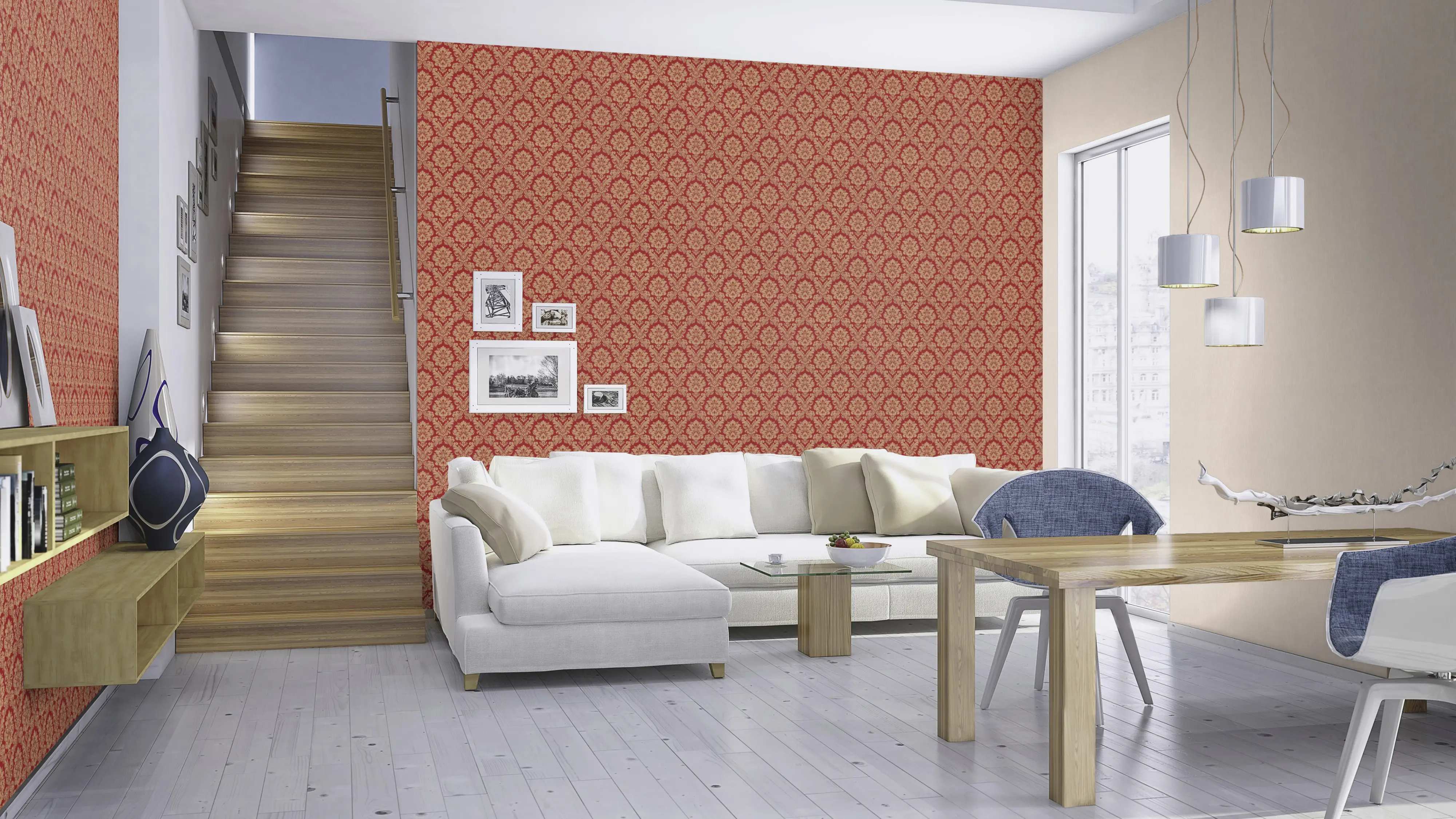 Rasch Vliestapete 570021 Trianon XIII textikstruktur rose, 10,05 x 0,53 m