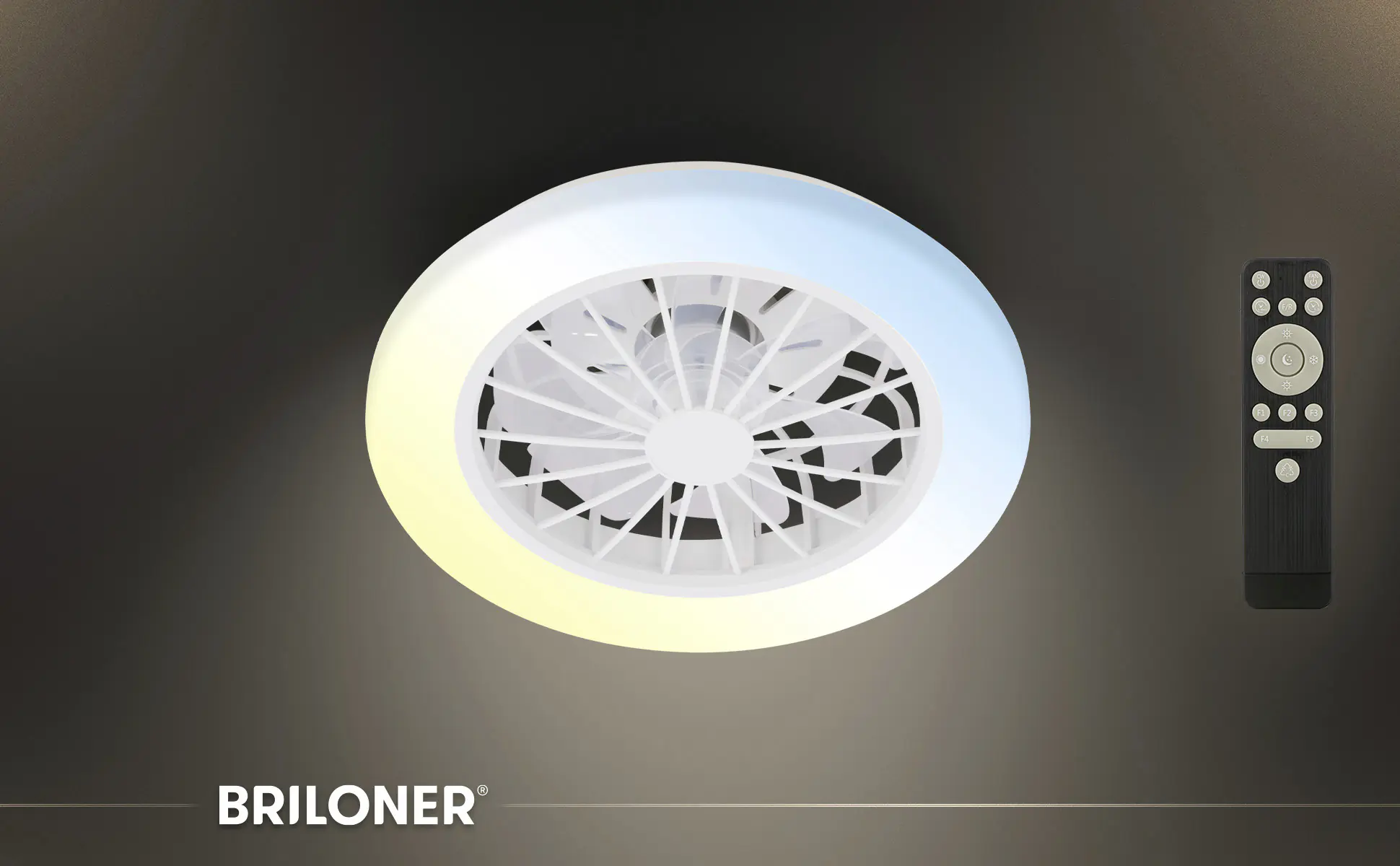 Briloner LED Deckenleuchte mit Ventilator Pafo Ø 38 cm 24 W weiß matt CCT dimmbar