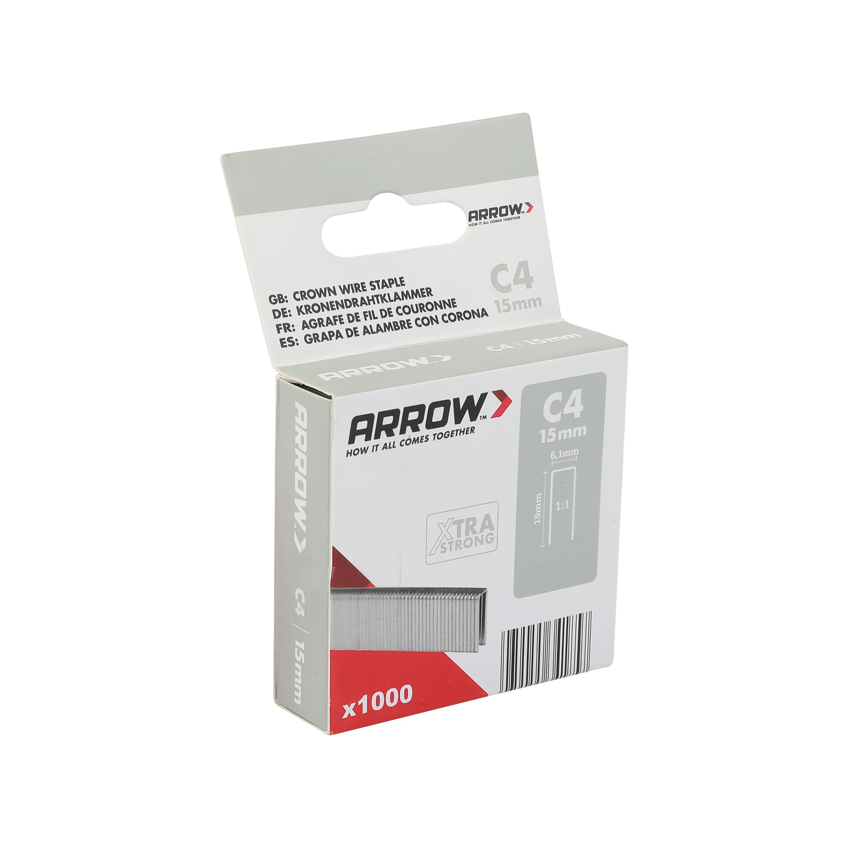 Arrow Tackerklammer Schmalrücken C4 15 mm Profilholz & Paneel 1000 Stück