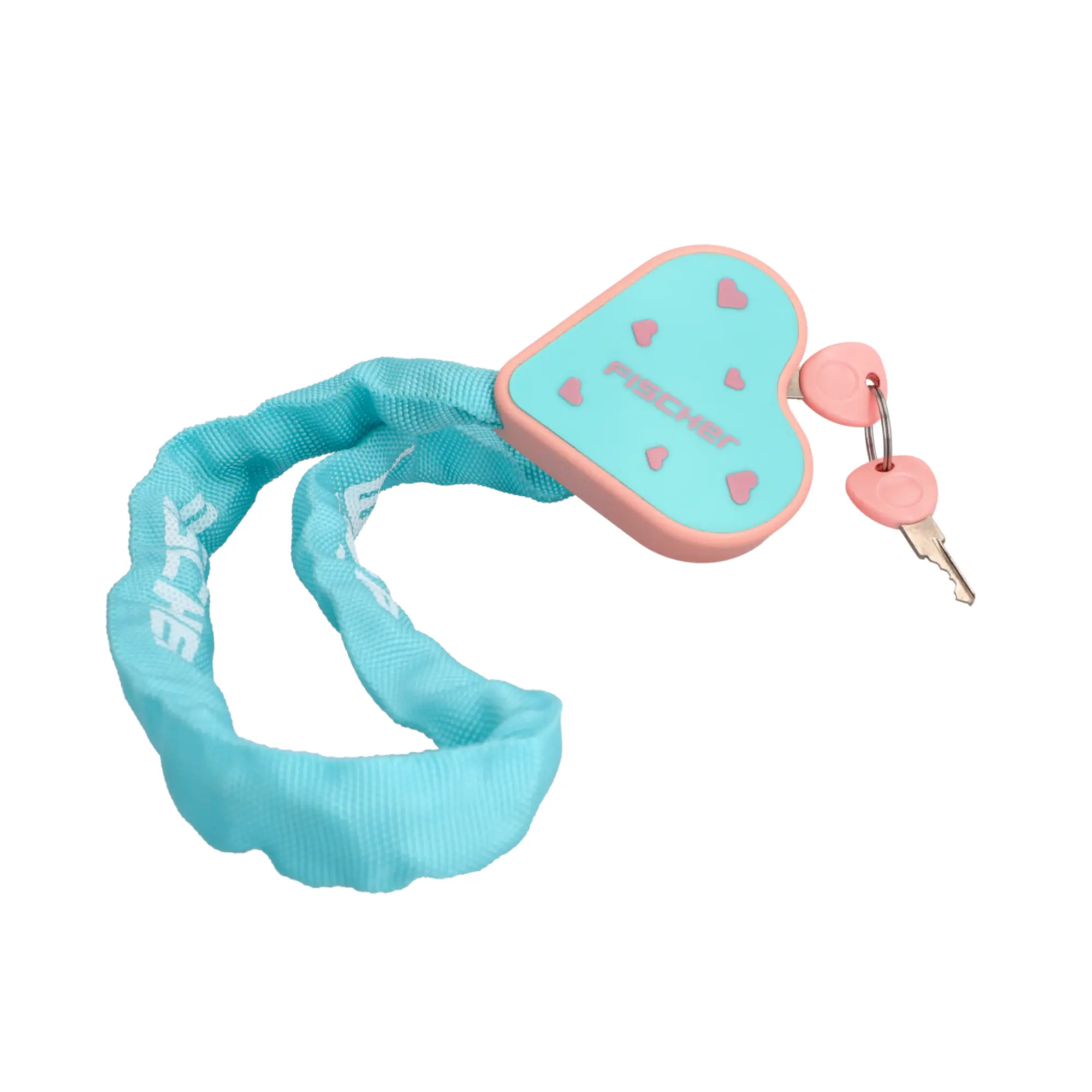 Fischer Kinderschloss Fahrrad Herz CK65/28 65 cm x Ø 3,8 mm türkis/rosa