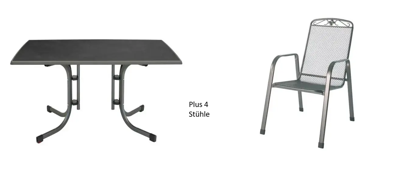 Möbelset Boulevard Tisch 132 x 72 cm + 4 Stühle