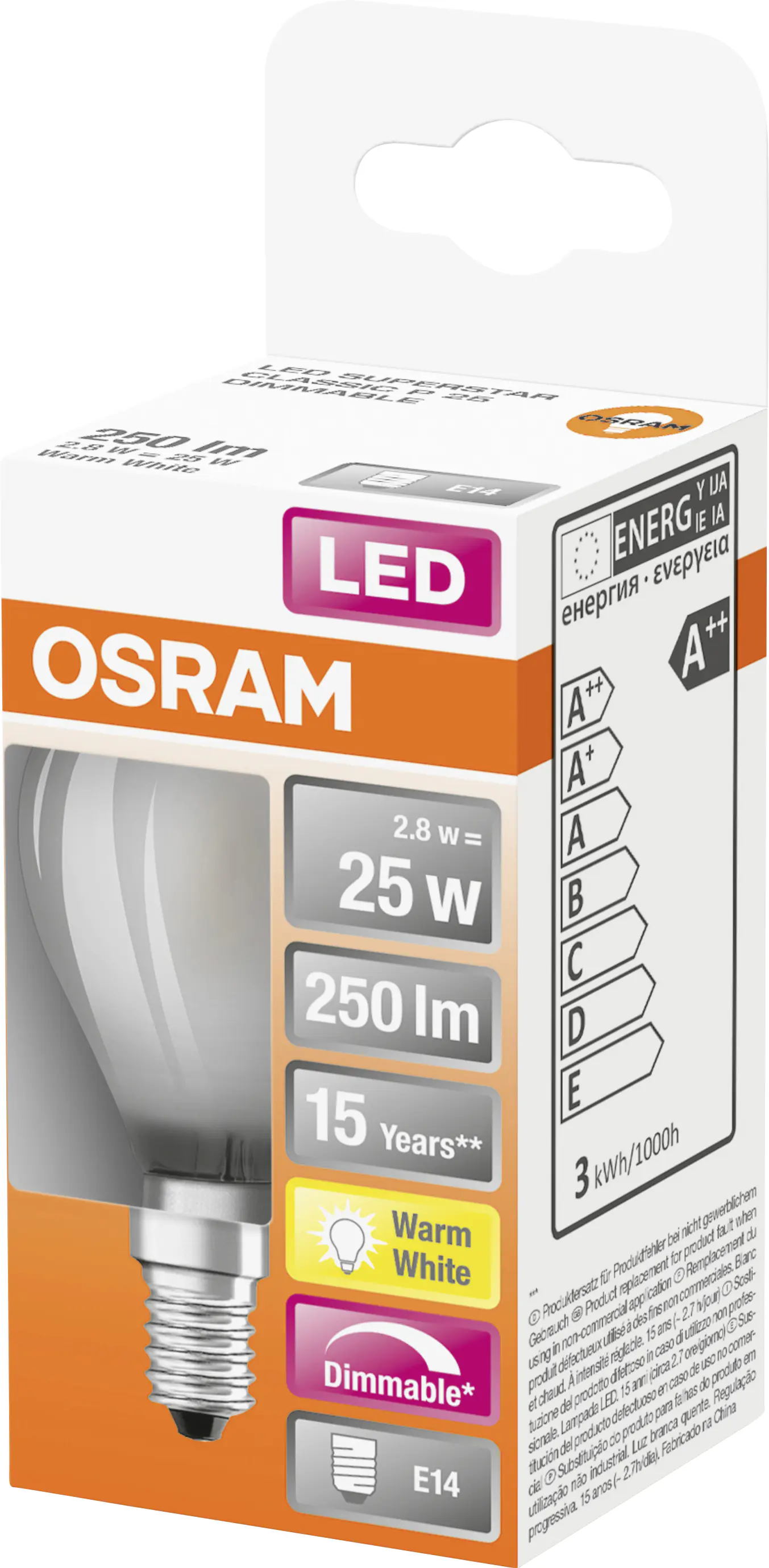 Osram LED Leuchtmittel Retrofit Classic P E14 2,8W dimmbar matt