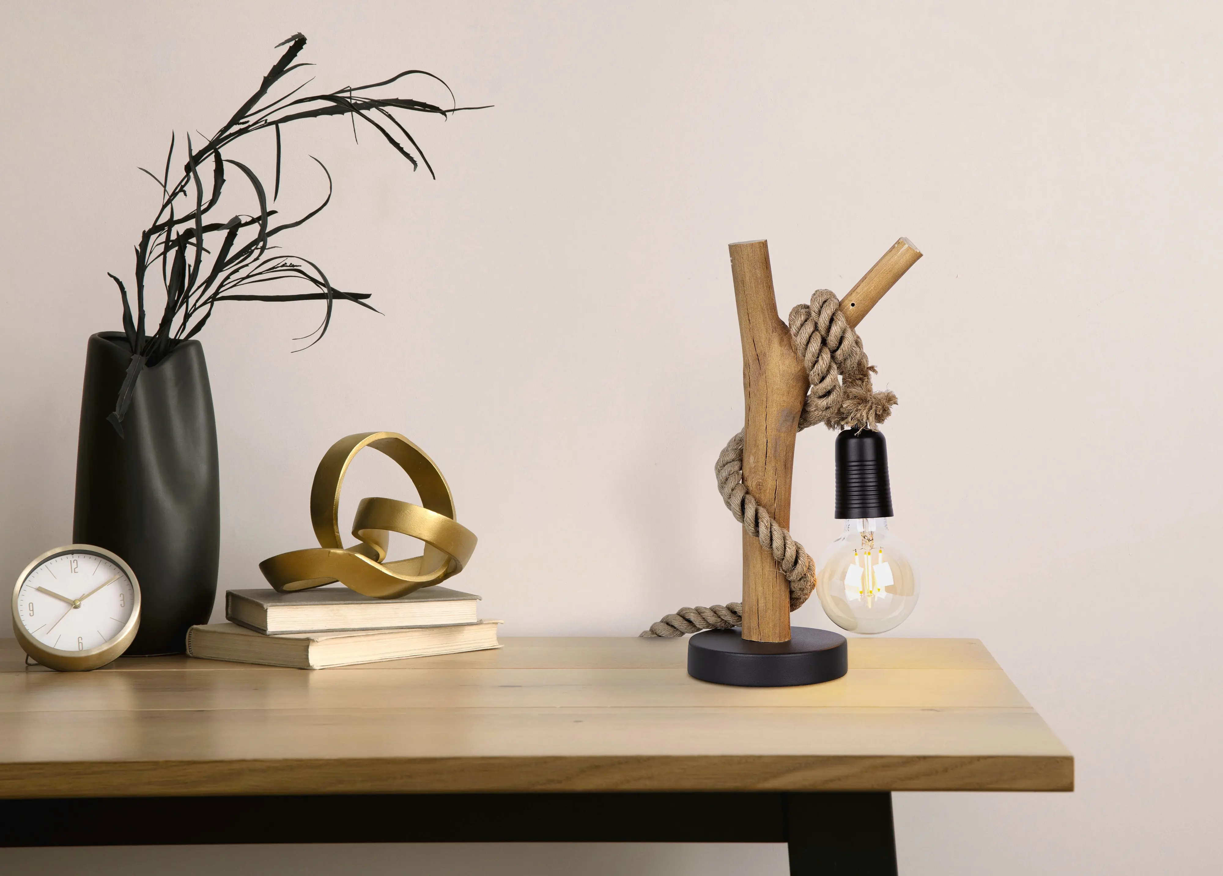 Globo Tischleuchte Nerida Ø 15 x 40 cm natur