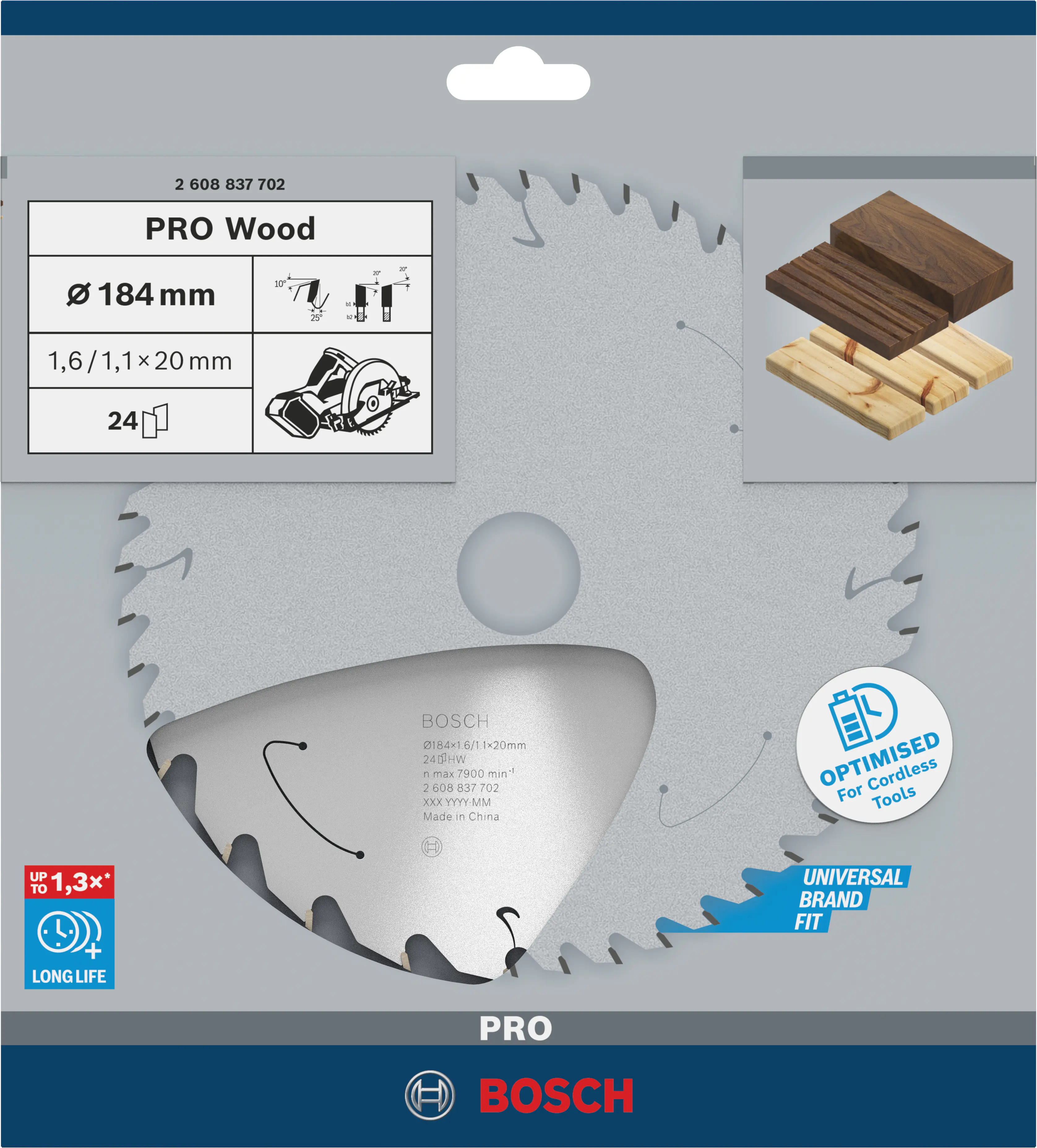 Bosch PRO Wood cordless Kreissägeblatt 184 x 1,6 x 20 mm T24