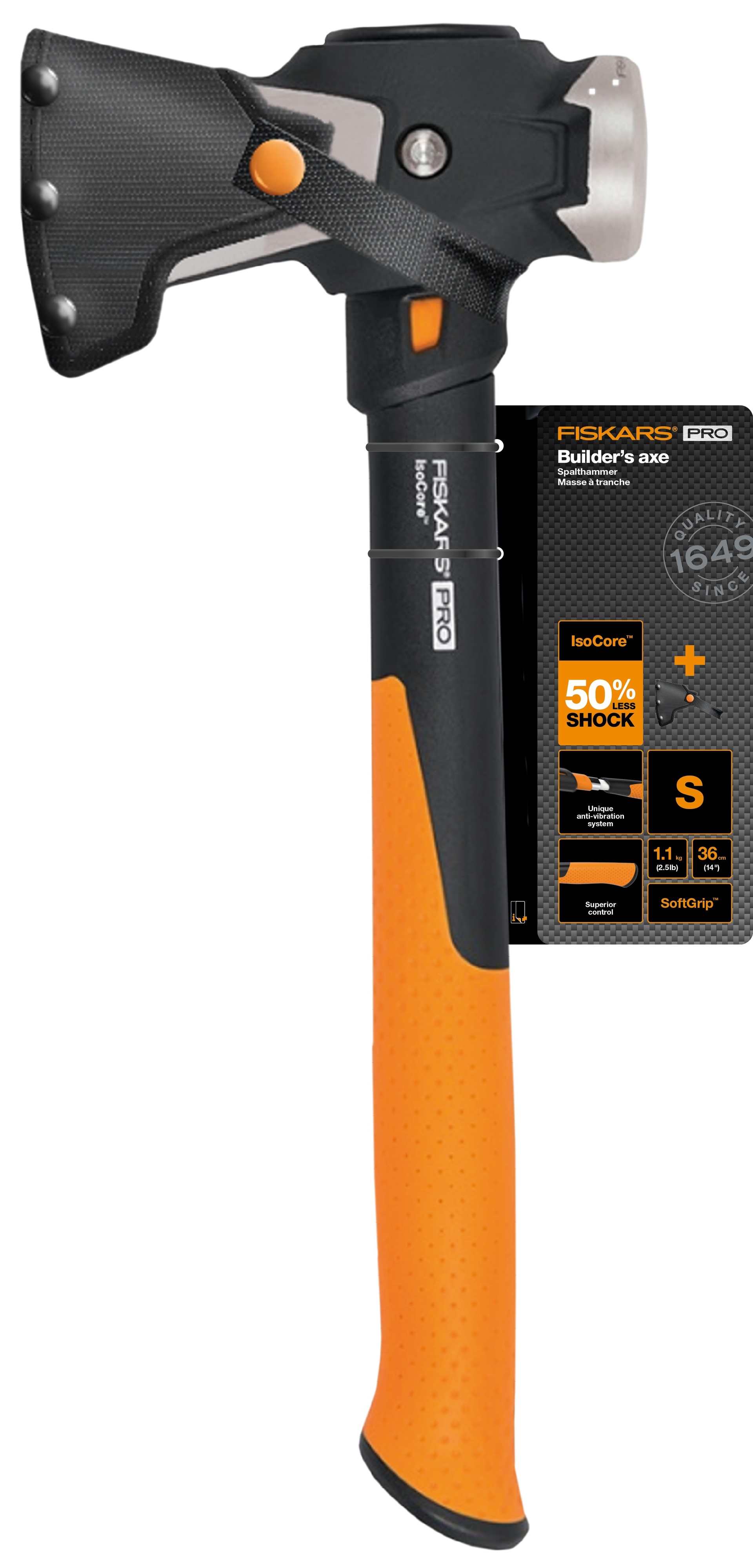 Fiskars Pro Bauaxt IsoCore S 36 cm inkl. Holster