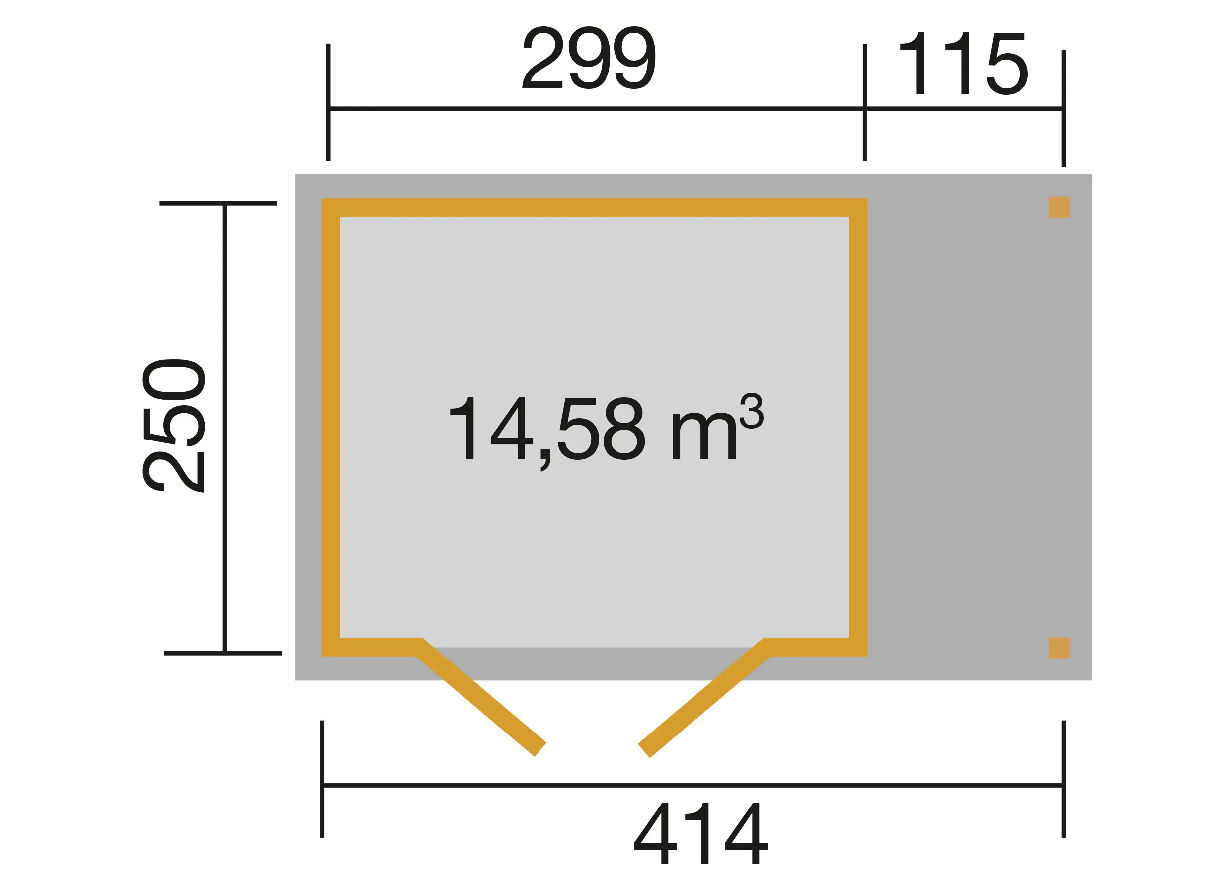 Weka Gartenhaus Arvid A 414 x 250 cm natur mit Fußboden