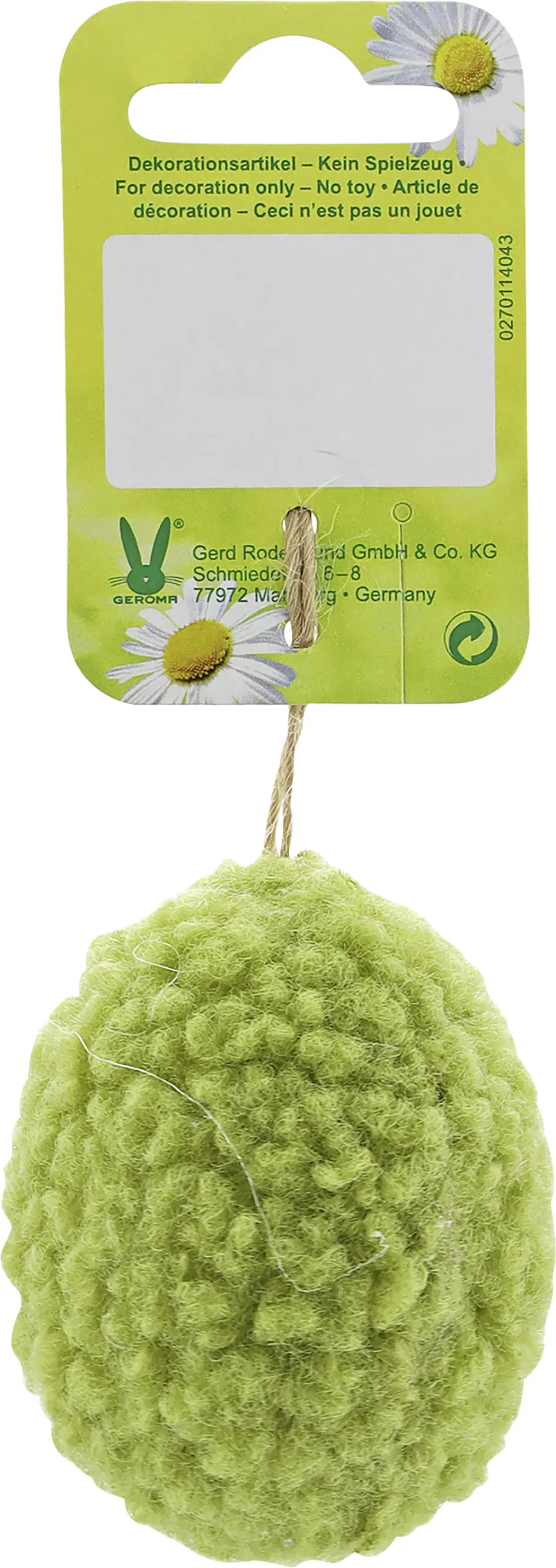 Osterdeko Anhänger Ei Plüsch 7 cm gelb 