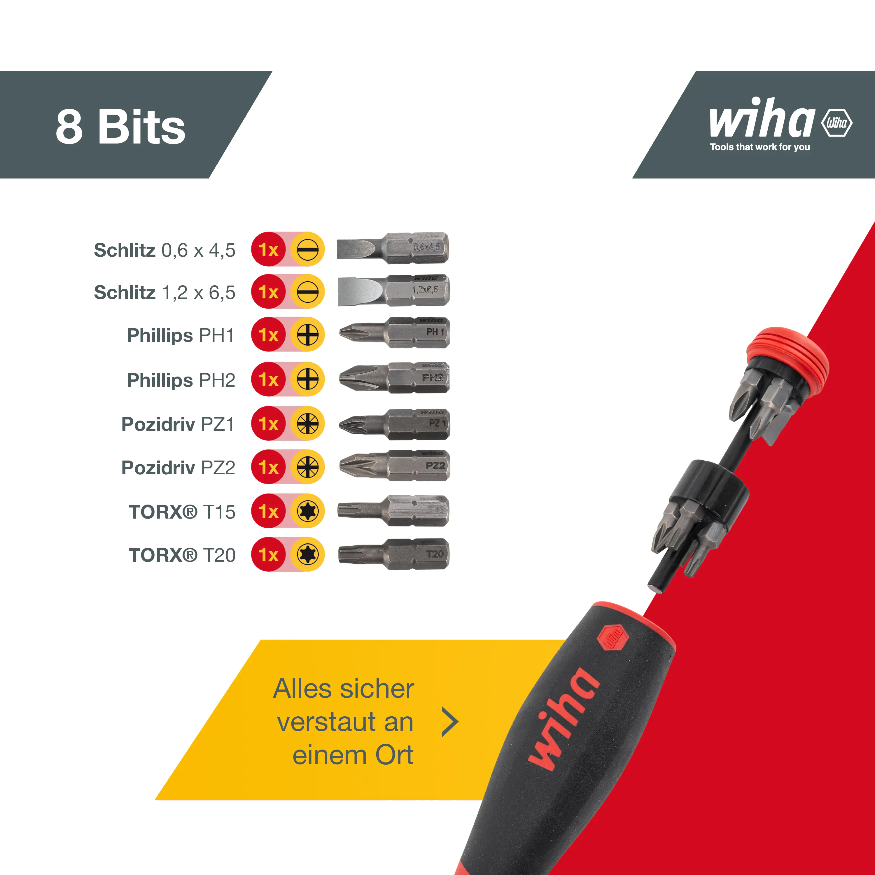 Wiha Schraubendreher Set PocketMax magnetic 8-teilig mit verstaubaren Bit Set Wiha Schraubendreher Set PocketMax magnetic 8-teilig mit verstaubaren Bit Set
