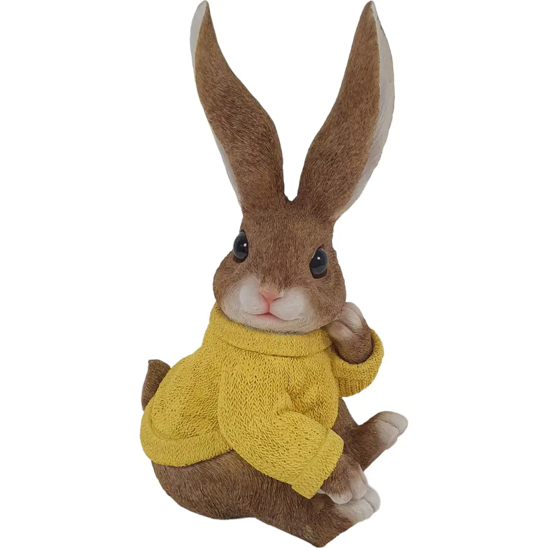 Dekofigur Hase mit gelbem Pulli 46 x 21 x 27 cm braun gelb