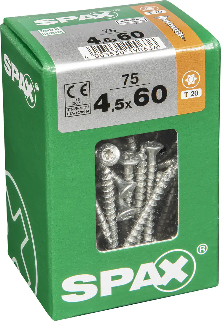 Spax Universalschrauben 4.5 x 60 mm TX 20 - 75 Stk. Spax Universalschrauben 4.5 x 60 mm TX 20 - 75 Stk.