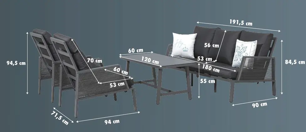 Primaster Aluminium Lounge Möbelset Cervia inkl. Kissen Primaster Aluminium Lounge Möbelset Cervia inkl. Kissen