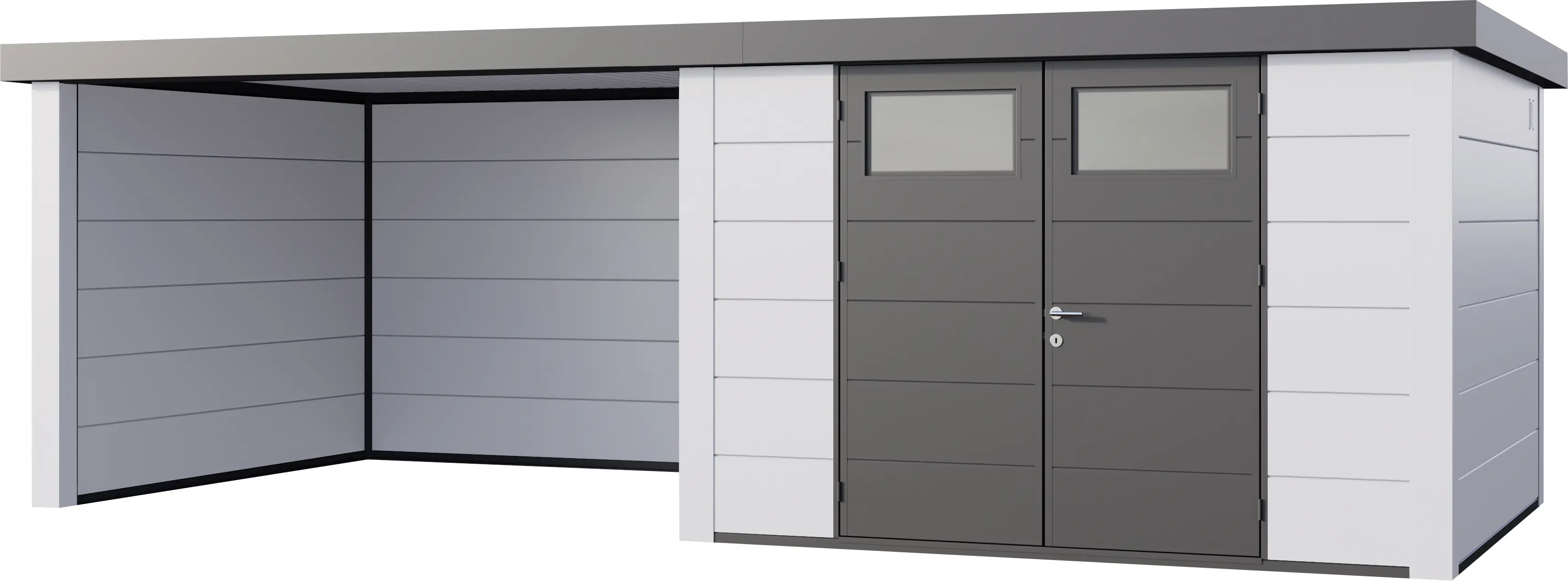 Telluria Gerätehaus Classico Lounge XL 3330 links weiß 792 x 298 cm