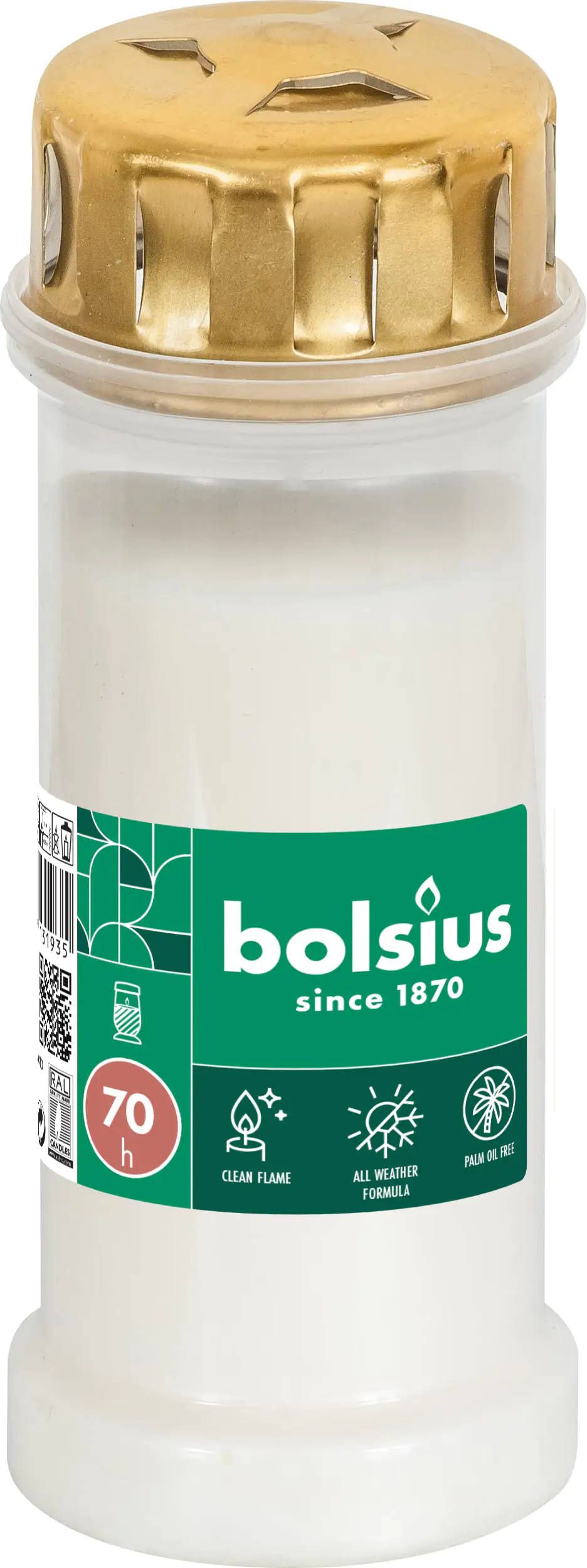 Bolsius Grablicht Nr. 6 weiß mit Deckel