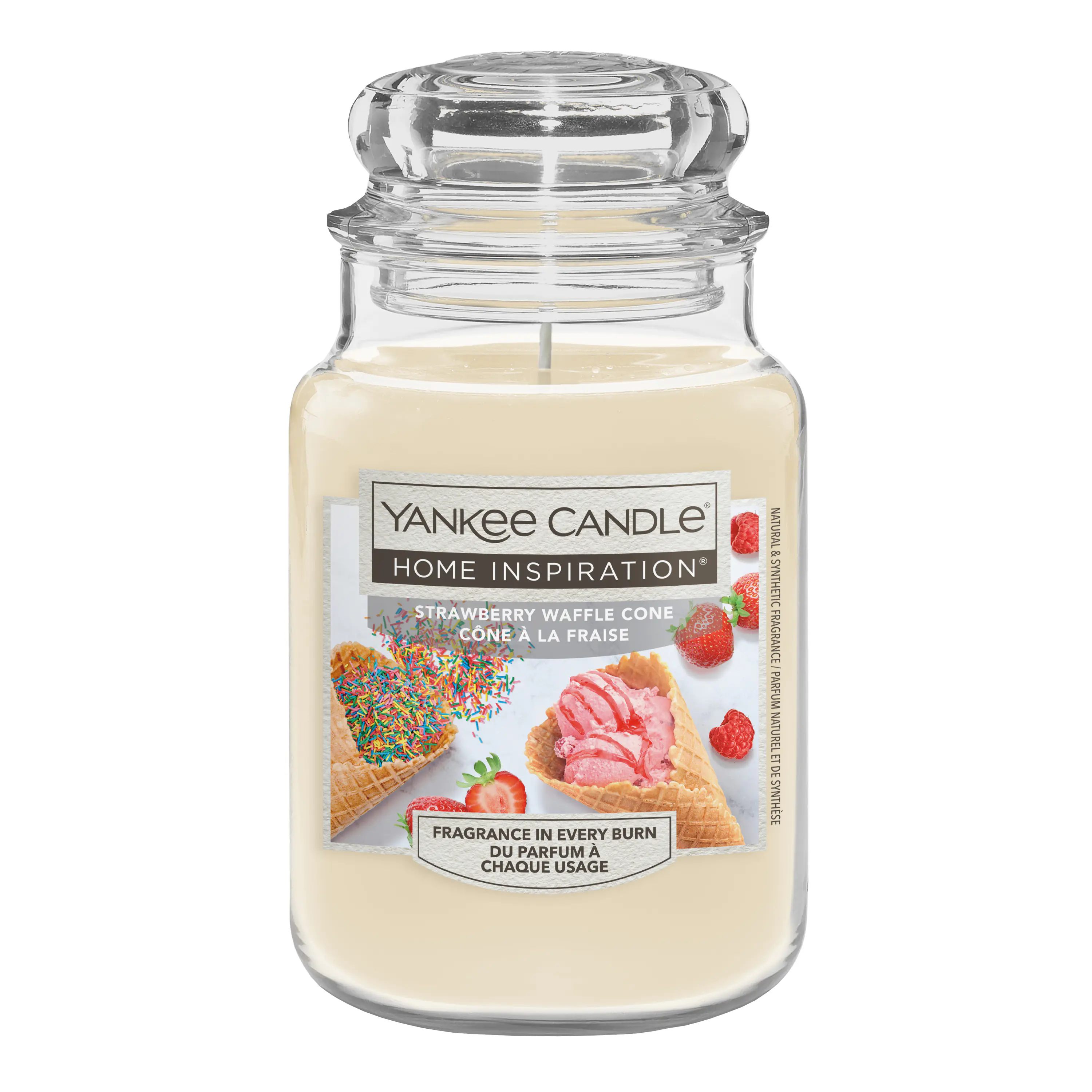 Yankee Candle Duftkerze Großes Glas Strawberry Waffle Cone 538 g beige