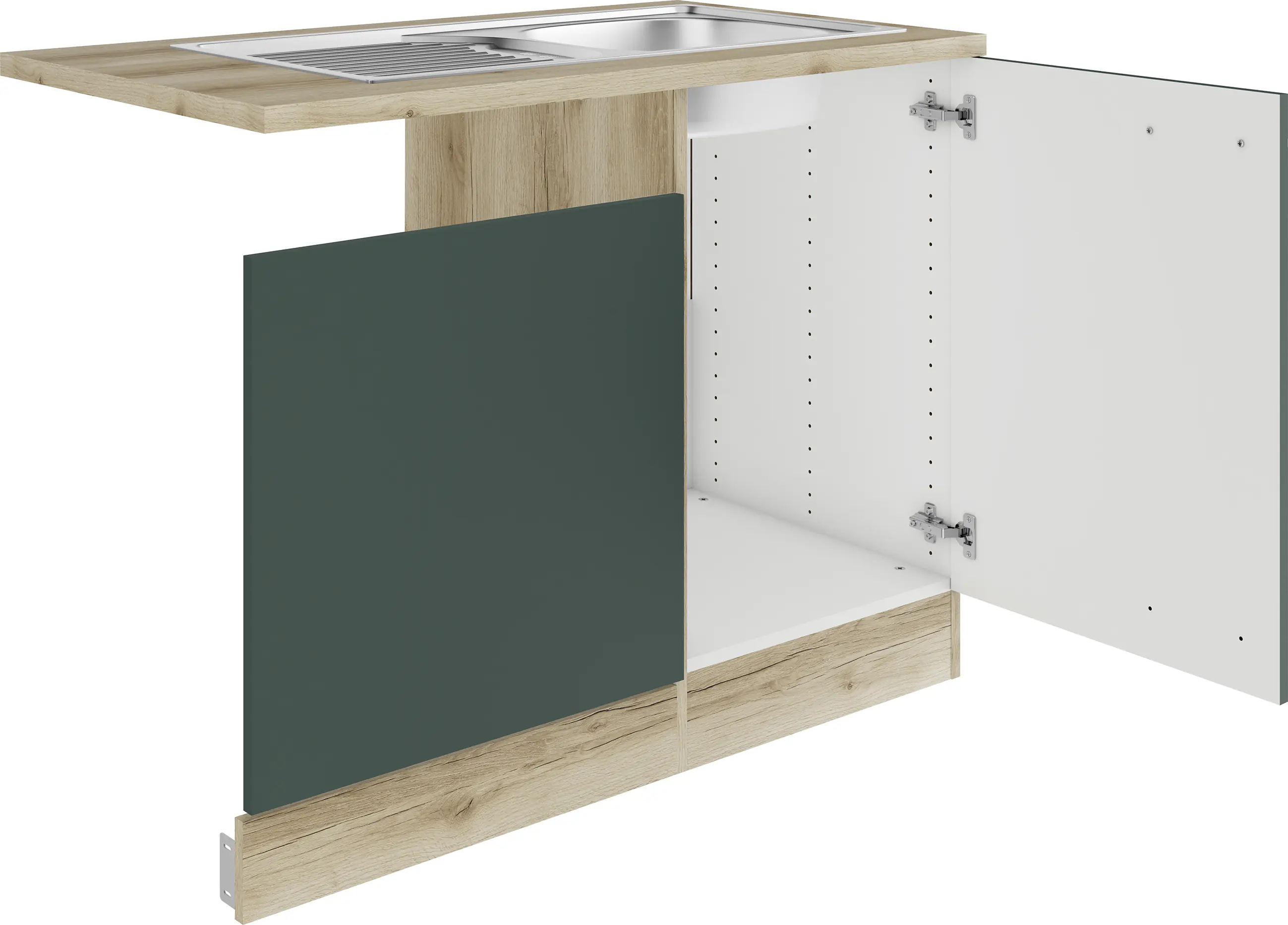 Optifit Spüle mit Unterschrank-Set Savona 405 steingrün/eiche 110 cm