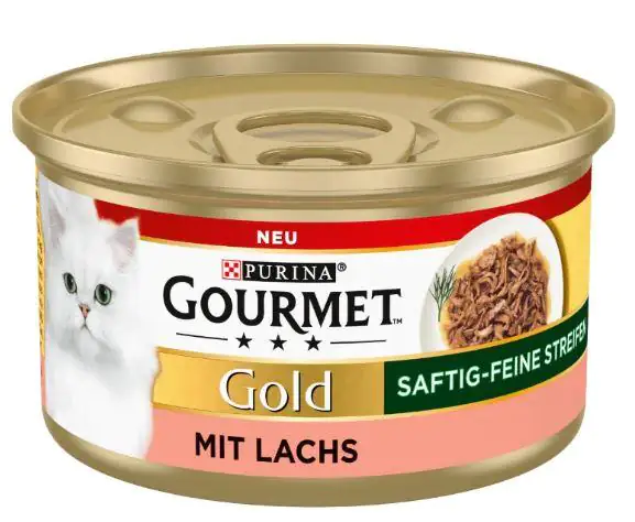 Gourmet Gold Katzenfutter saftig-feine Streifen mit Lachs 85 g Gourmet Gold Katzenfutter saftig-feine Streifen mit Lachs 85 g