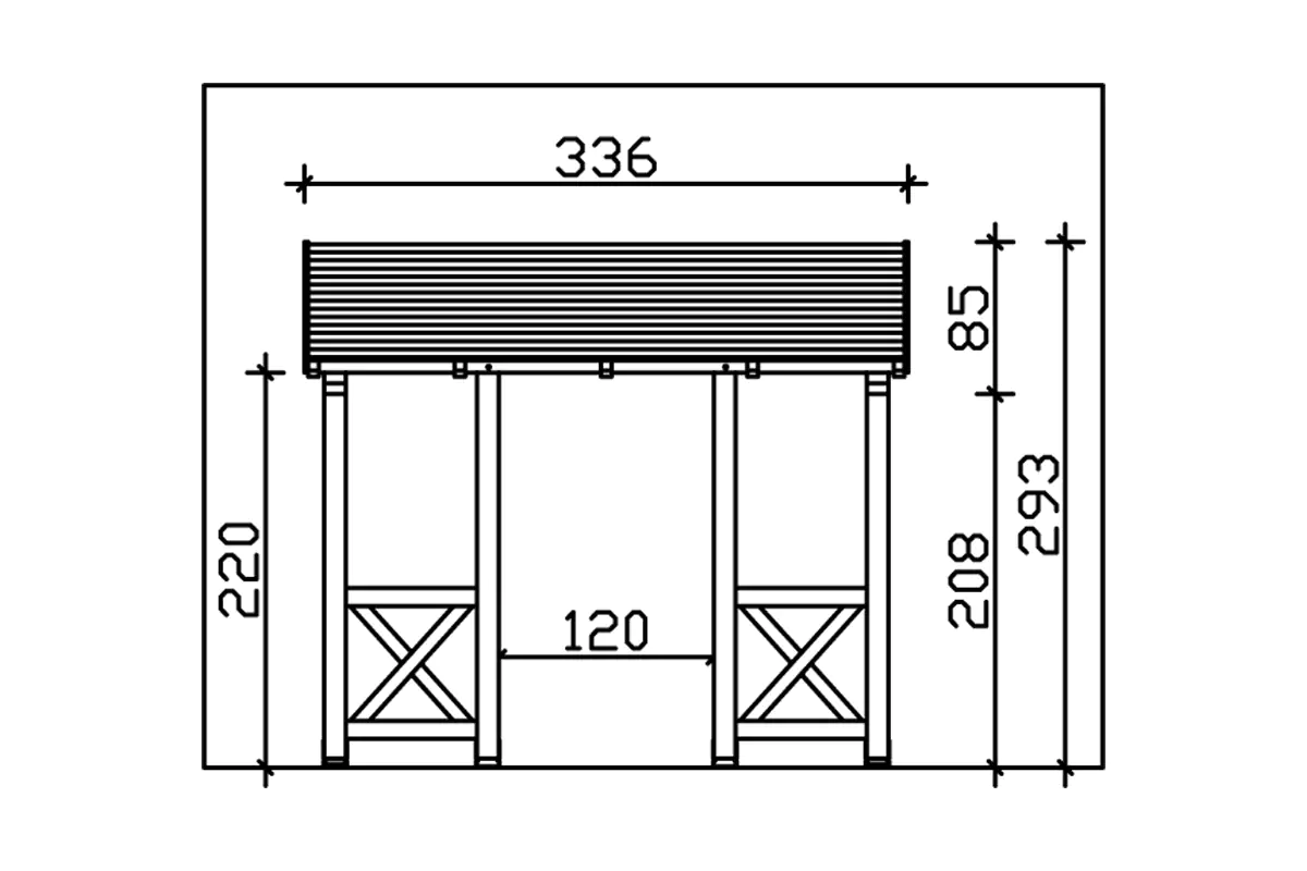 SKAN HOLZ Vordach Paderborn Typ 5 336 x 156 cm, lasiert in Weiß