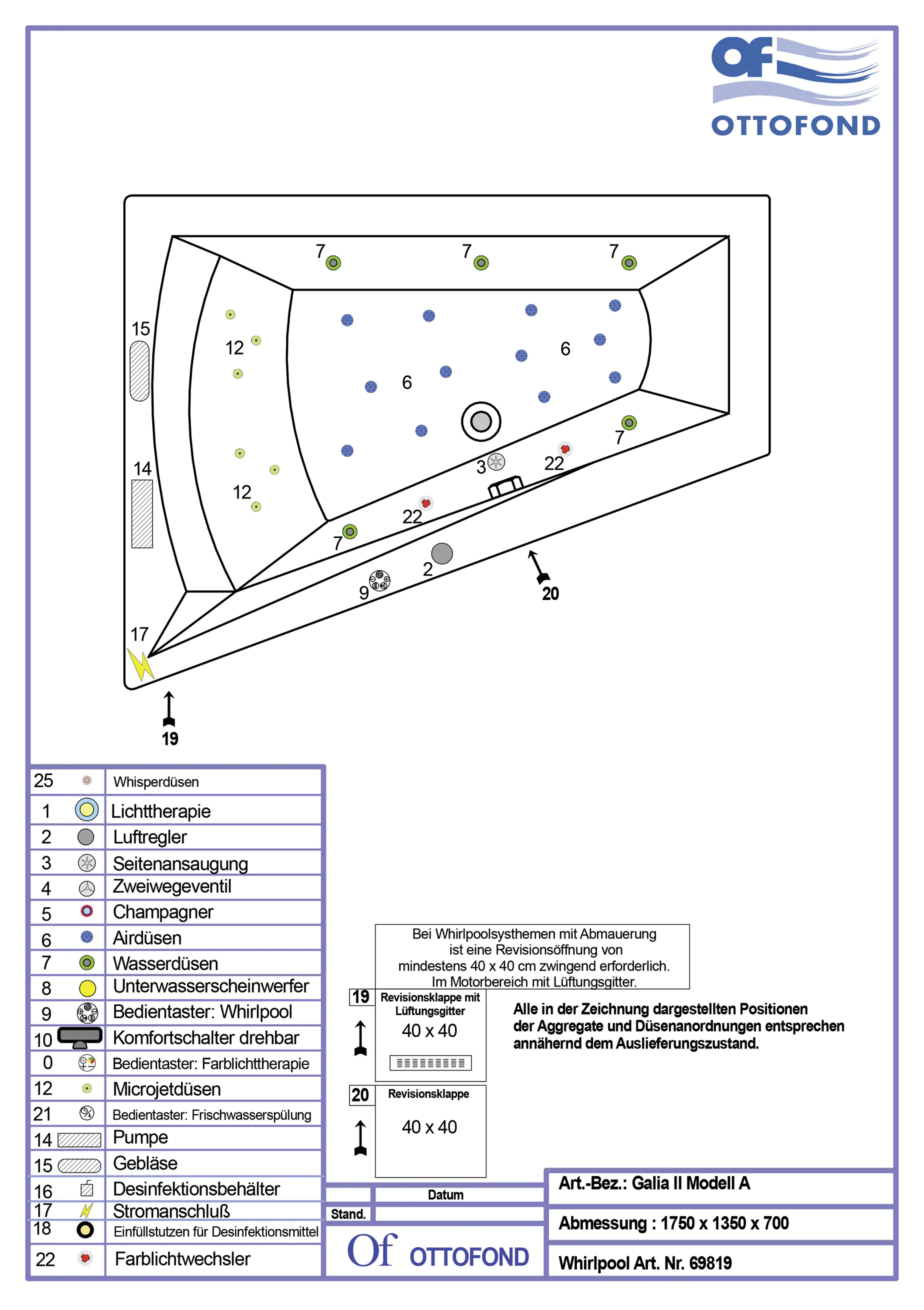 Ottofond Whirlpool Galia II Mod. A 175 x 135 cm, weiß Kombisystem Ottofond Whirlpool Galia II Mod. A 175 x 135 cm, weiß Kombisystem