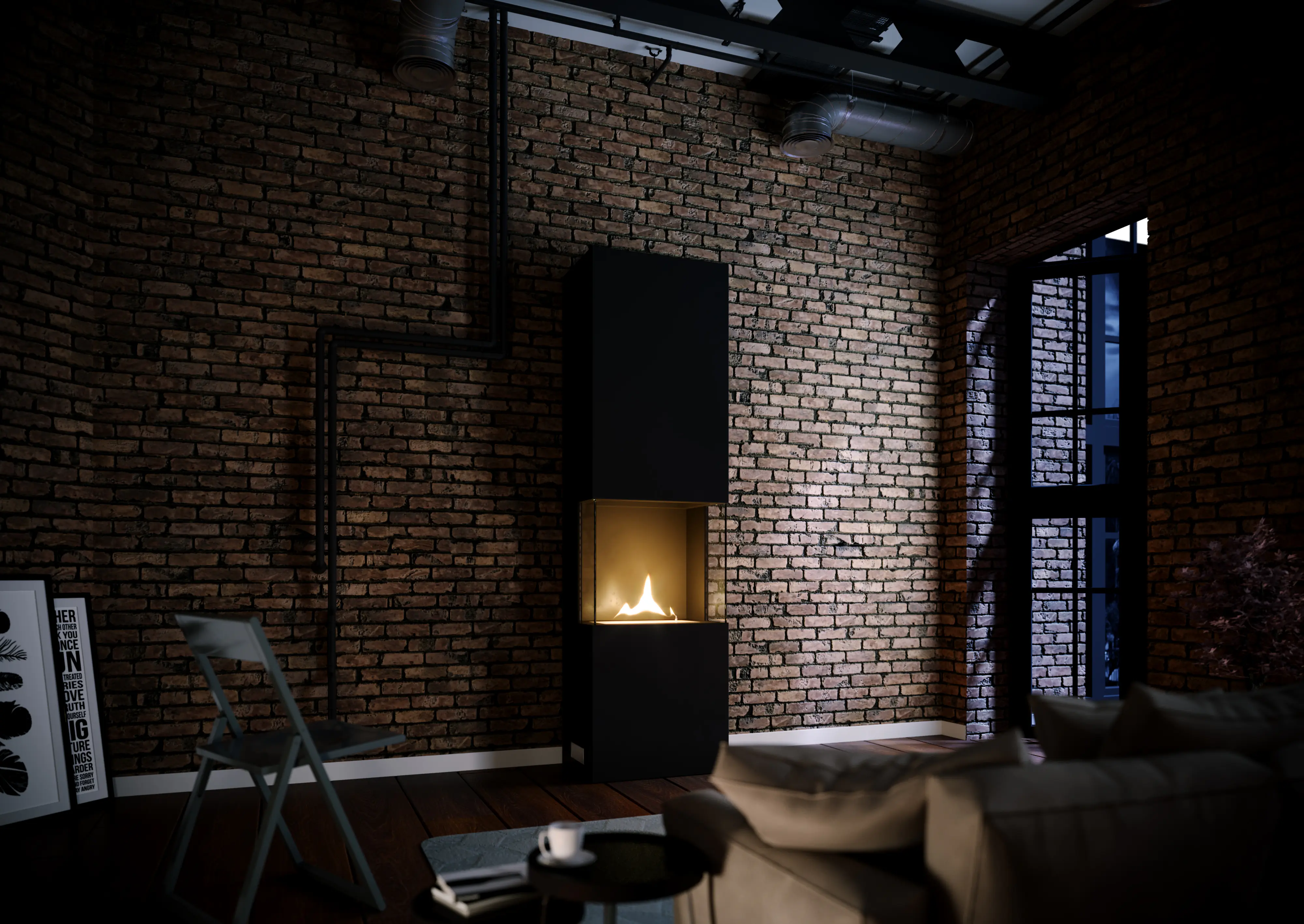 Tenderflame Ambientekamin Indie Stahl schwarz 2 kW