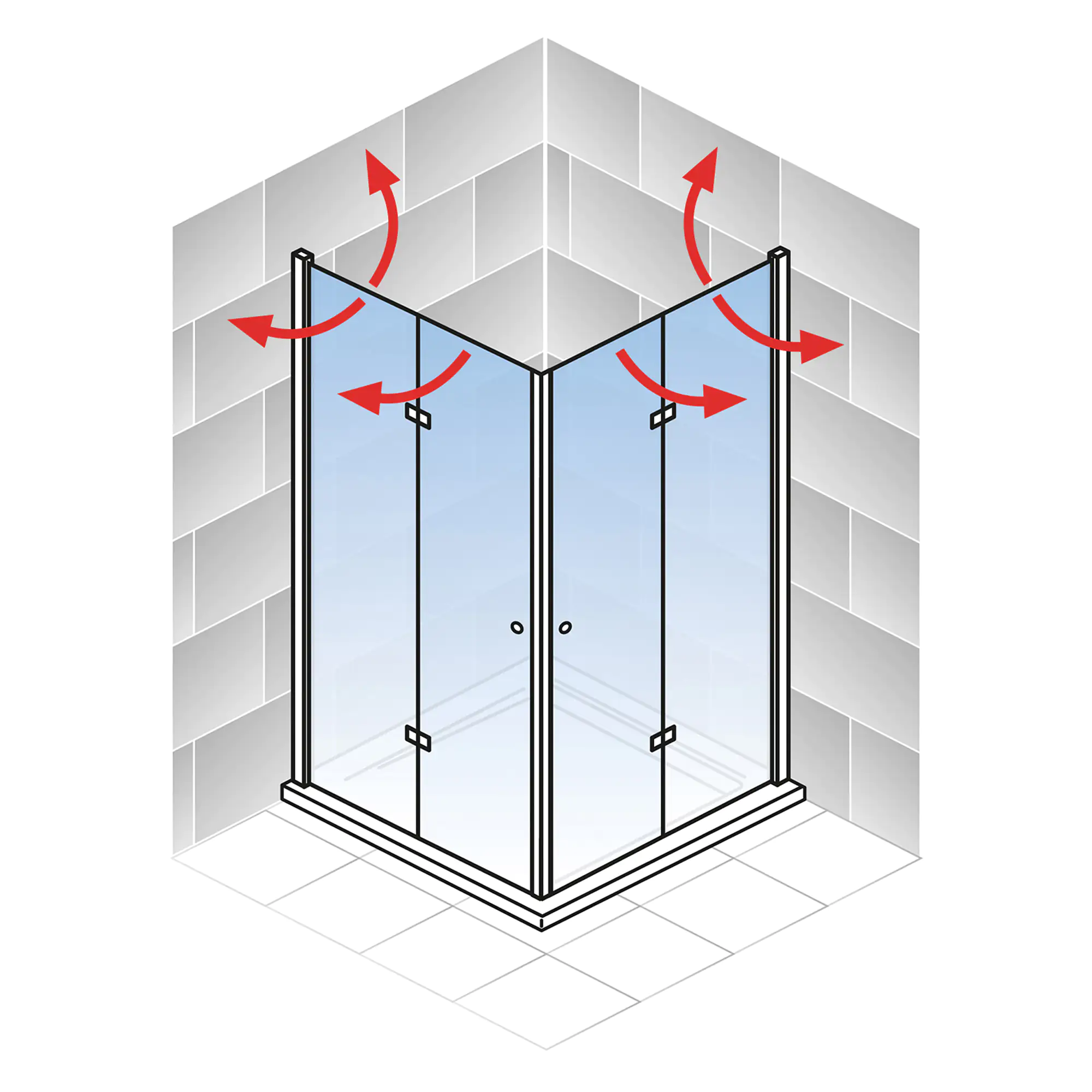 Schulte Eckeinstieg Drehfalttür 80 x 80 x 192 cm Alexa Style 2.0