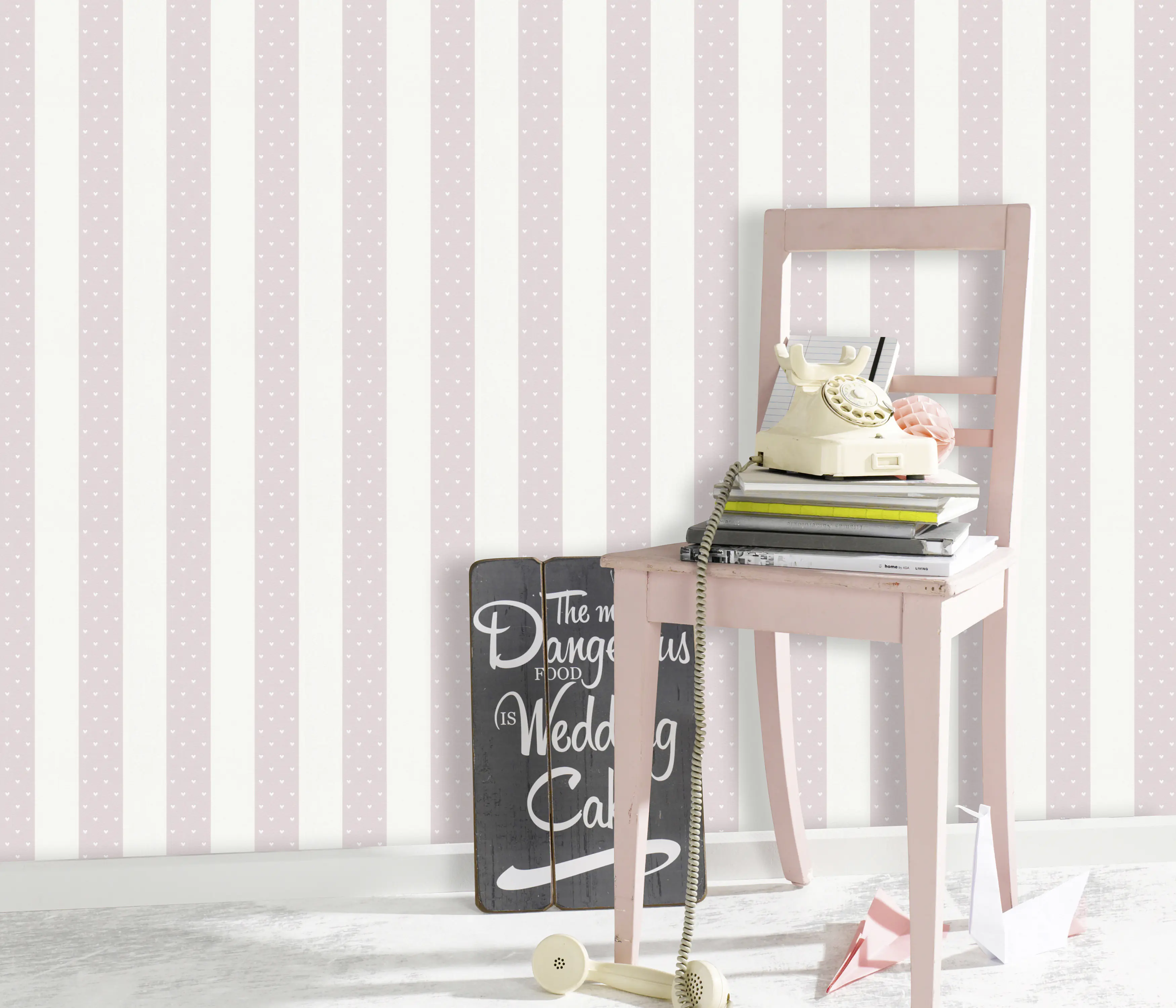 Erismann Vliestapete 13621-10 Kinderzimmer, Streifen rosa, 10,05 x 0,53 m