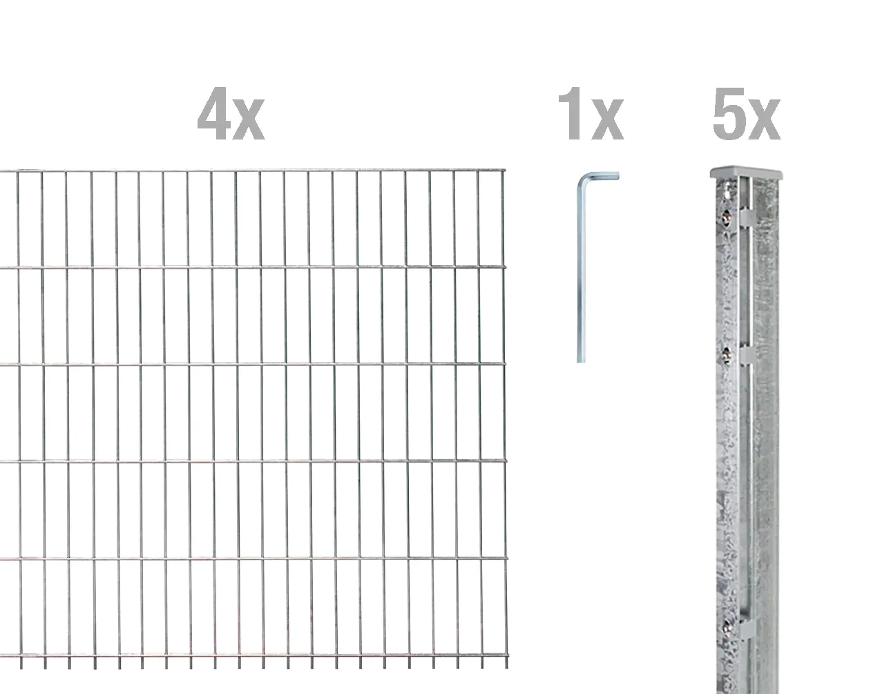 Alberts Doppelstabmatten-Grundset 10 m 250 x 163 cm 6/5/6 feuerverzinkt